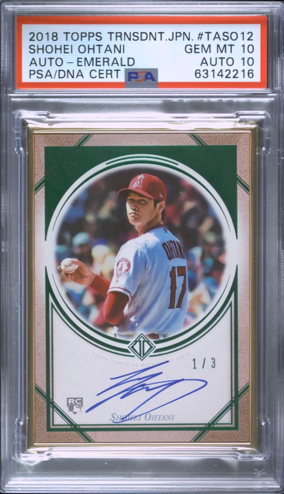 2018 Topps Transcendent Japanese Baseball #TASO12 Shohei Ohtani Auto Emerald 1/3