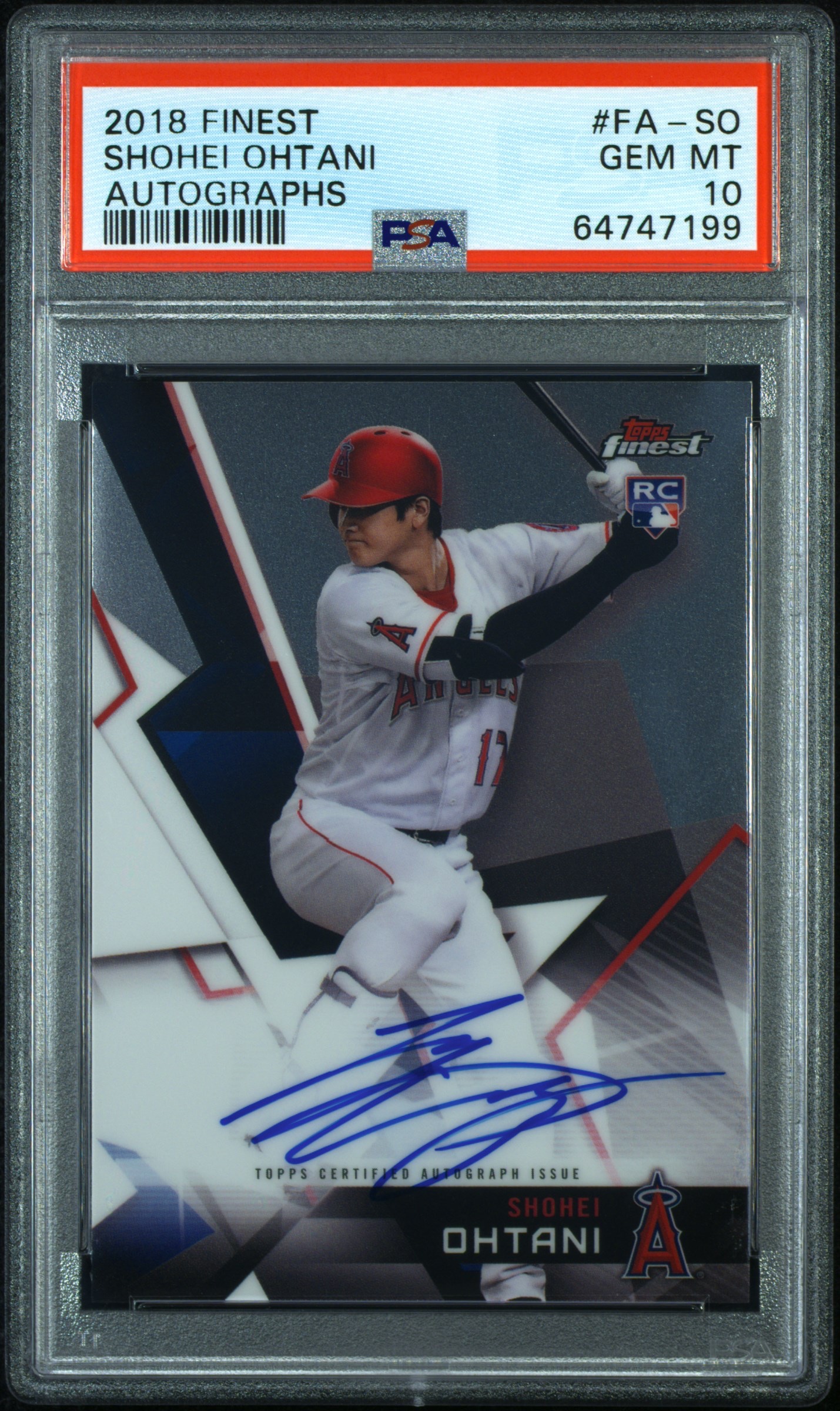 2018 Topps Finest Shohei Ohtani FA-SO Auto RC