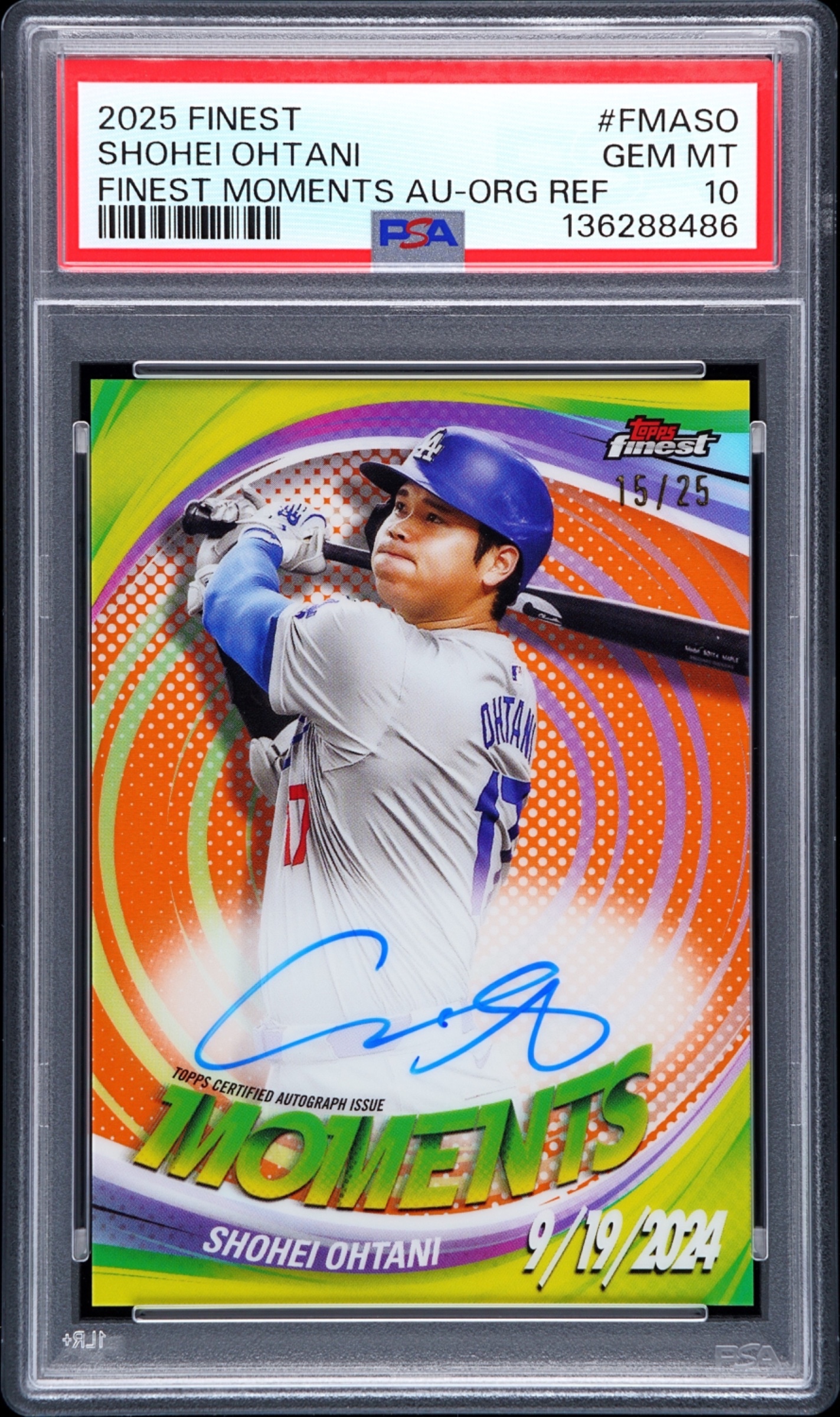 2025 Topps Finest Shohei Ohtani Finest Moments Auto /25