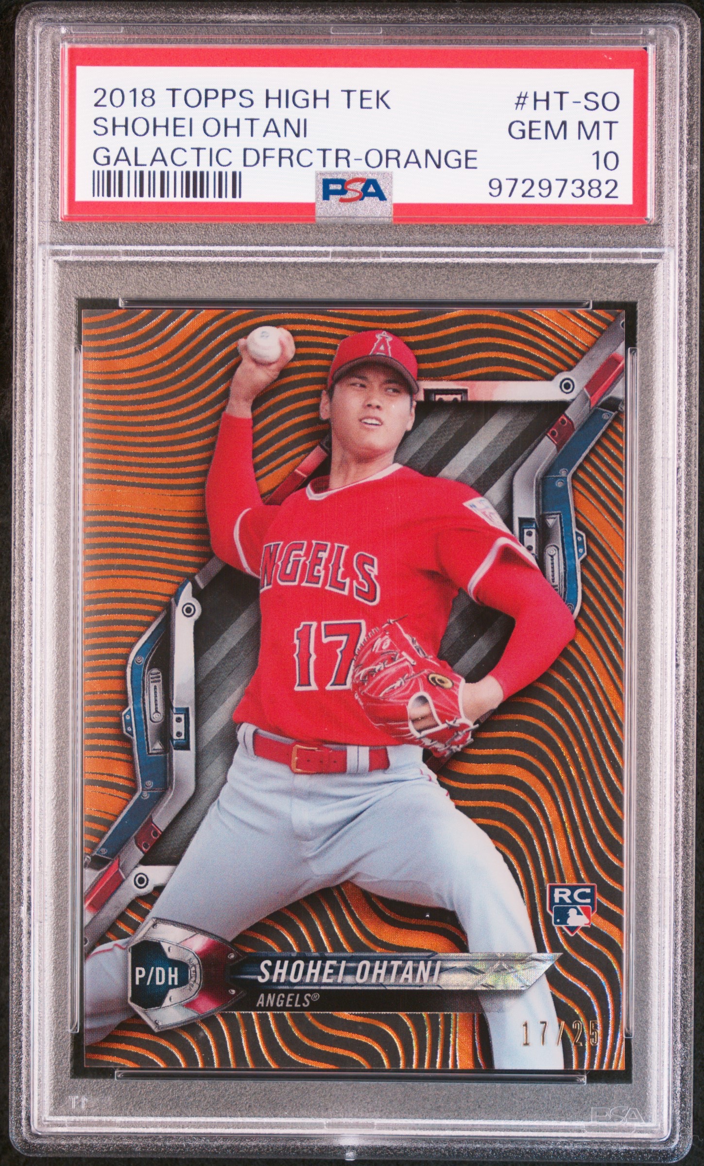 2018 Topps High Tek HT-SO Shohei Ohtani Galactic Derfctr-Orange 17/25