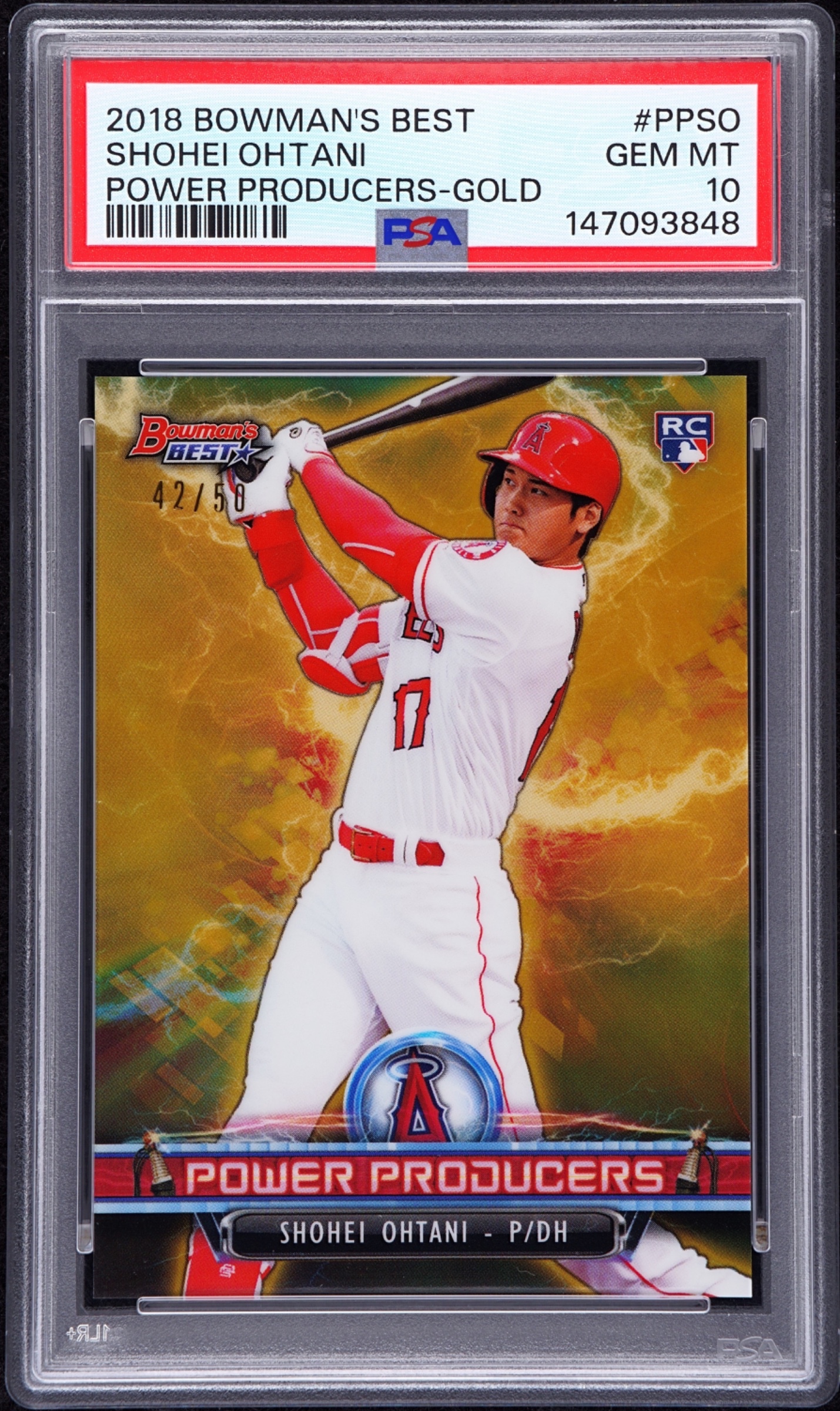 2018 Bowman's Best Power Producers Gold Shohei Ohtani RC /50