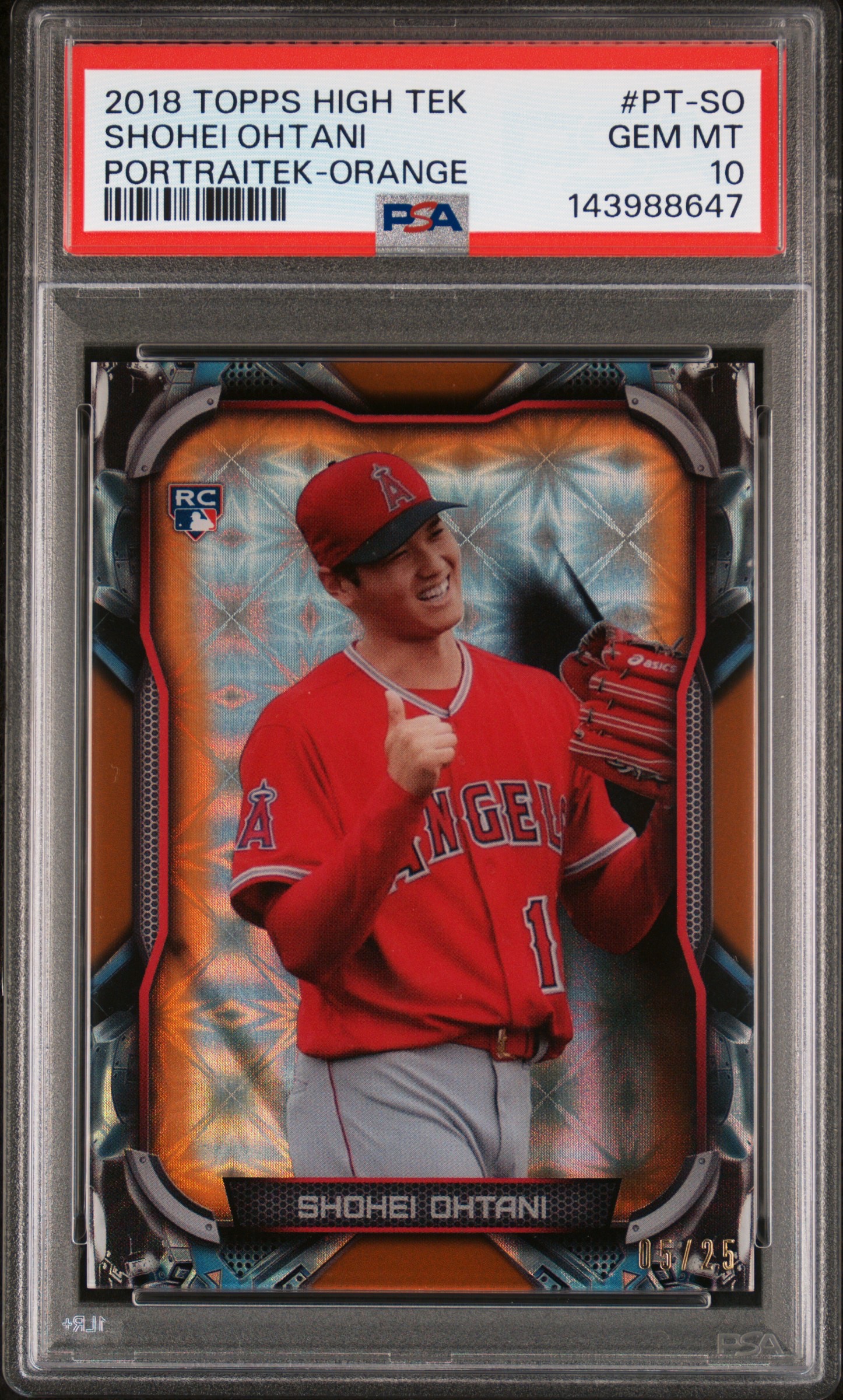 2018 Topps High Tek PT-SO Shohei Ohtani PortraitEK-Orange /25