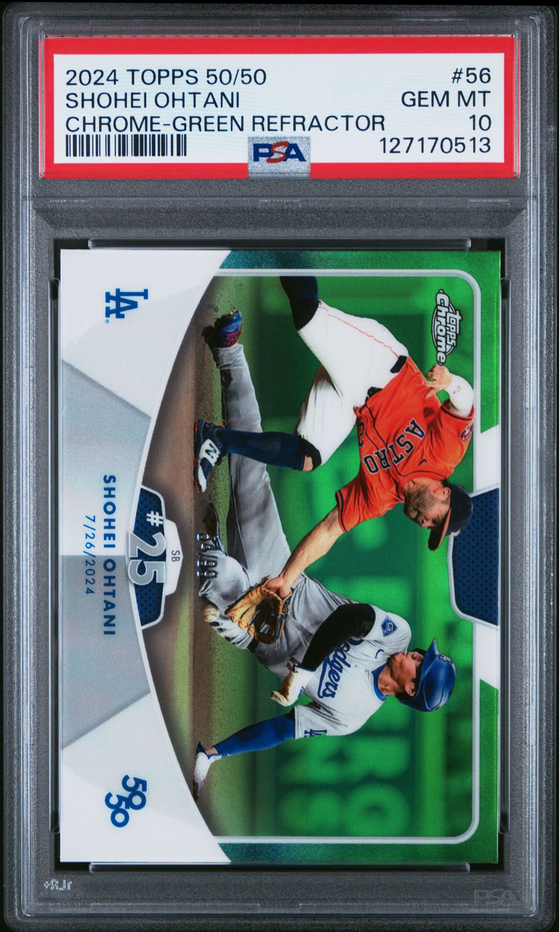 2024 Topps 50/50 #56 Shohei Ohtani Chrome-Green Refractor /99
