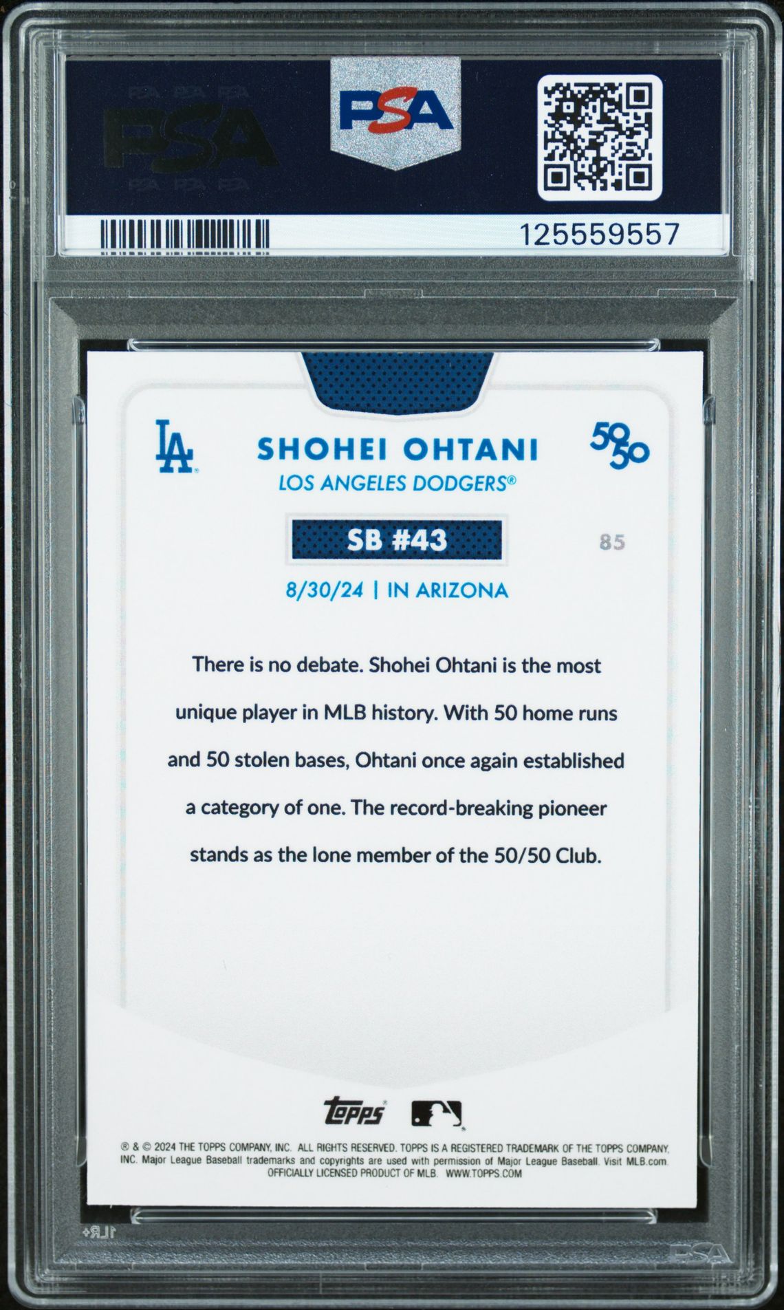 2024 Topps 50/50 #85 Shohei Ohtani Chrome-Aqua Refractor /75