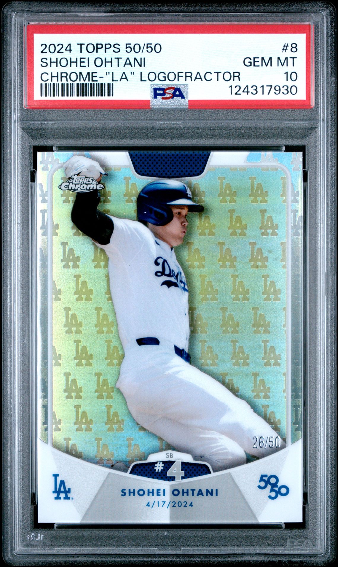 2024 Topps 50/50 #8 Shohei Ohtani Chrome-"LA" Logofractor /50