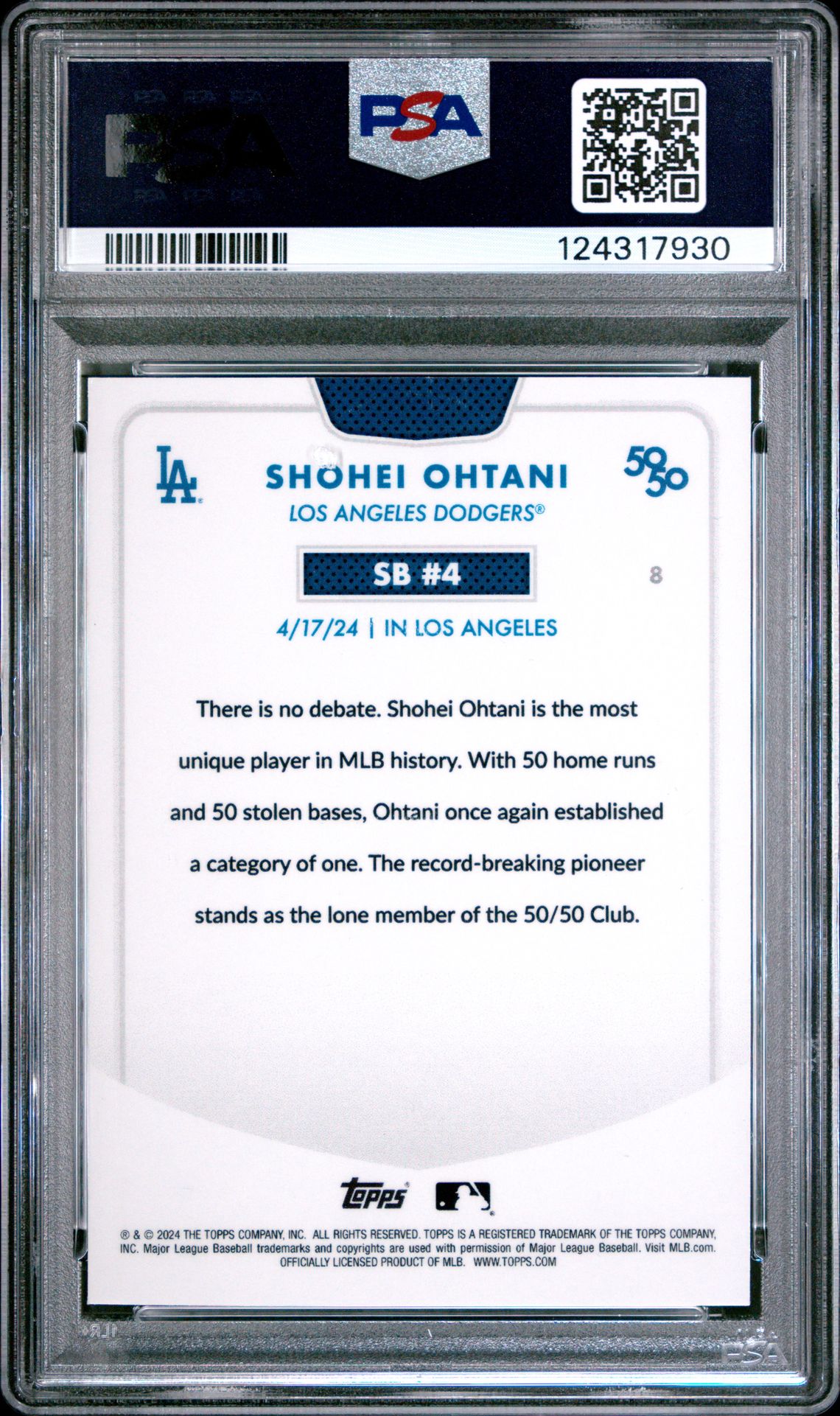 2024 Topps 50/50 #8 Shohei Ohtani Chrome-"LA" Logofractor /50