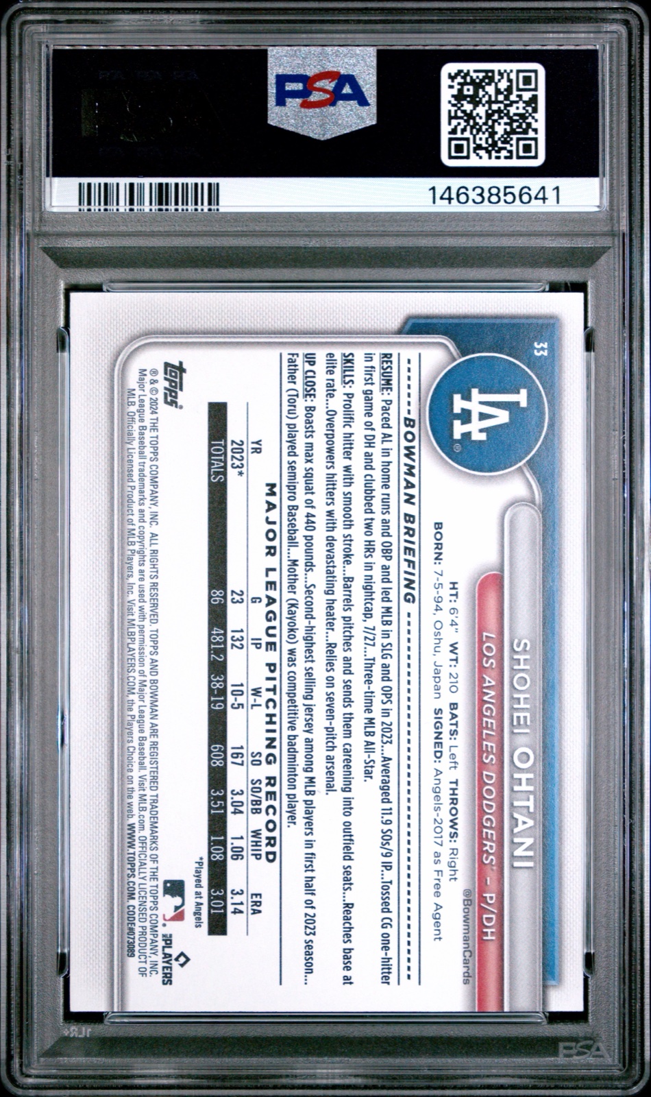 2024 BOWMAN #33 SHOHEI OHTANI /15