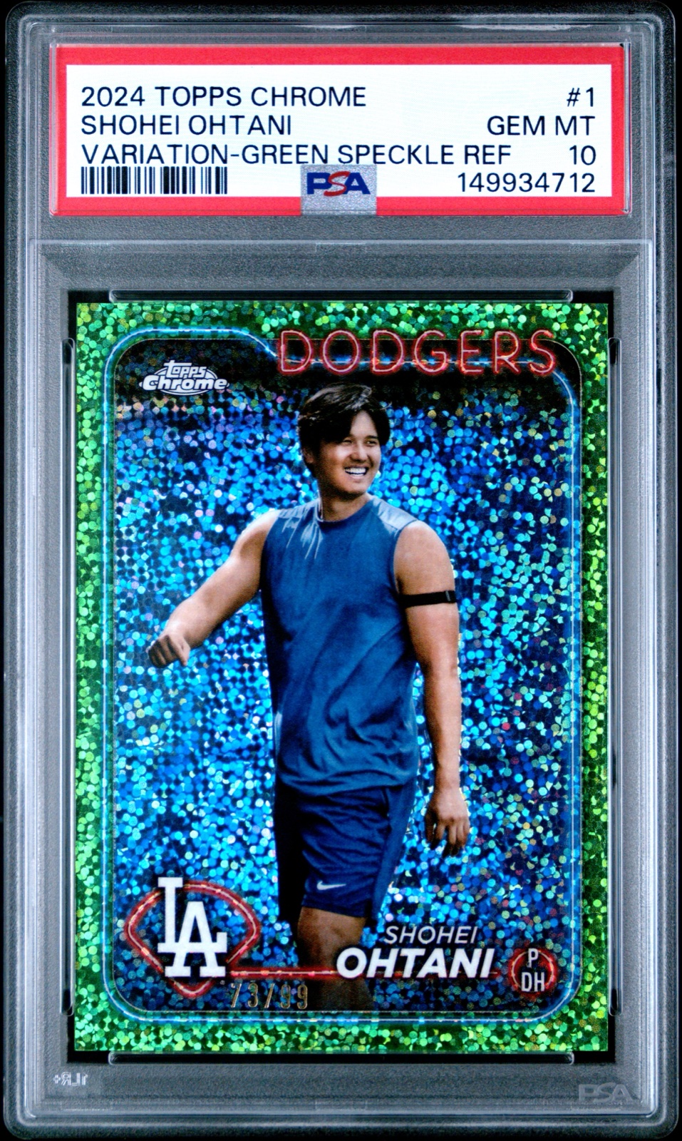 2024 TOPPS CHROME #1 SHOHEI OHTANI GREEN SPECKLE REFRACTOR /399