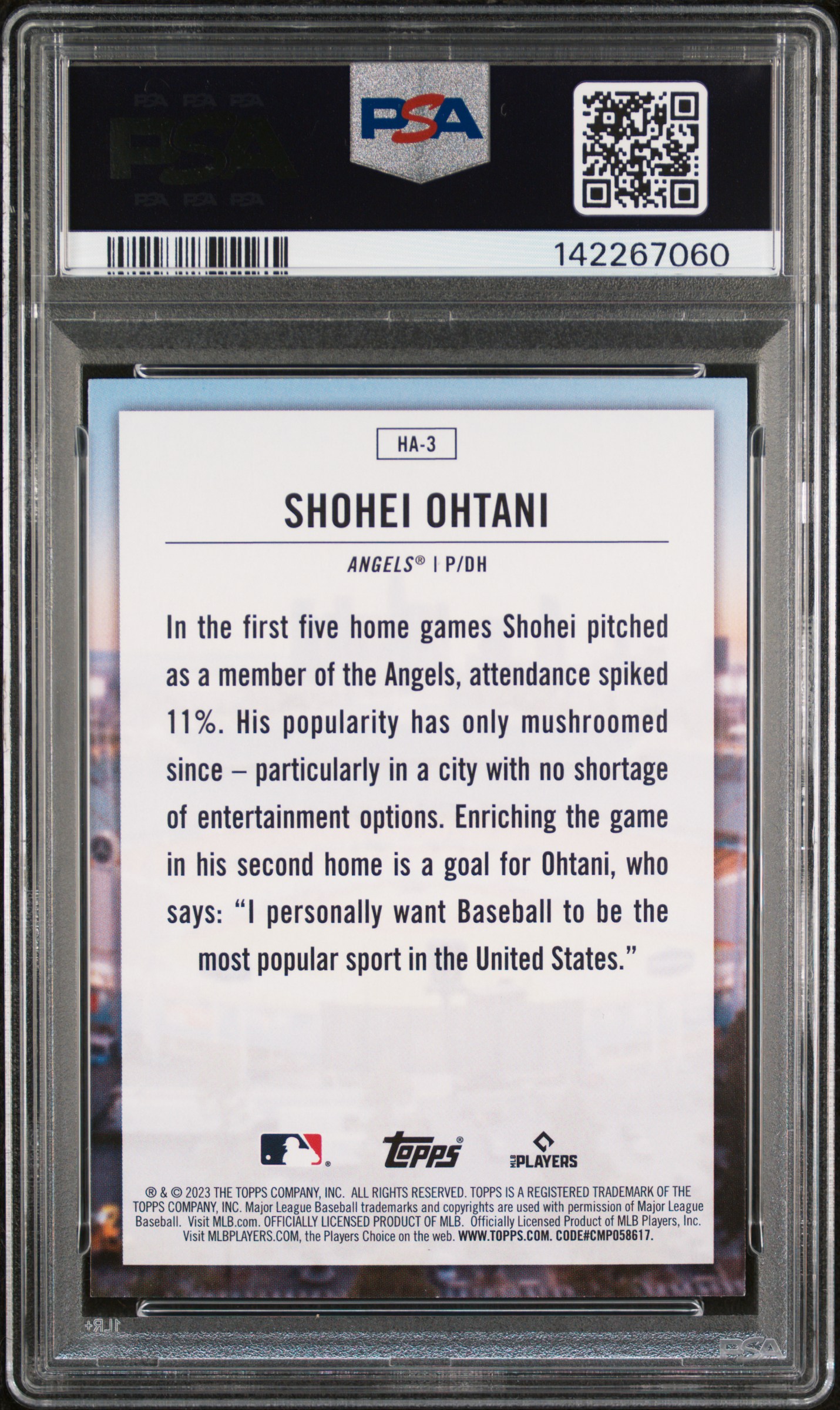 2023 TOPPS HOME FIELD ADVANTAGE #HA3 SHOHEI OHTANI