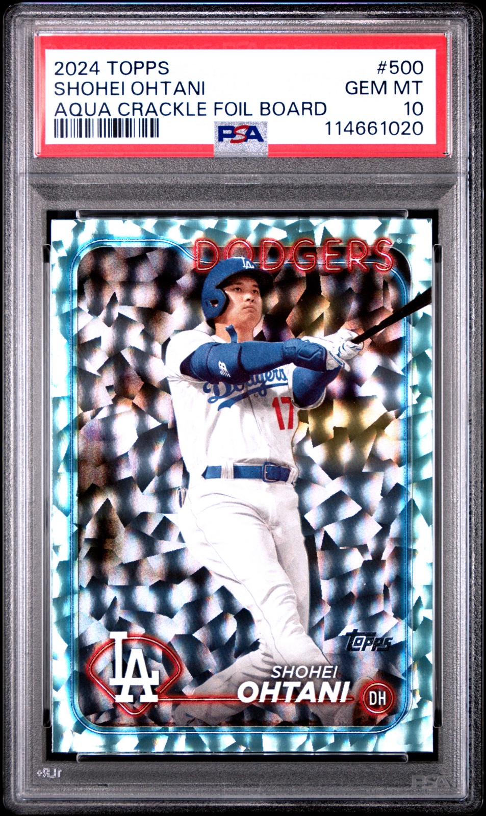 2024 TOPPS #500 SHOHEI OHTANI AQUA CRACKLE FOIL BOARD /399