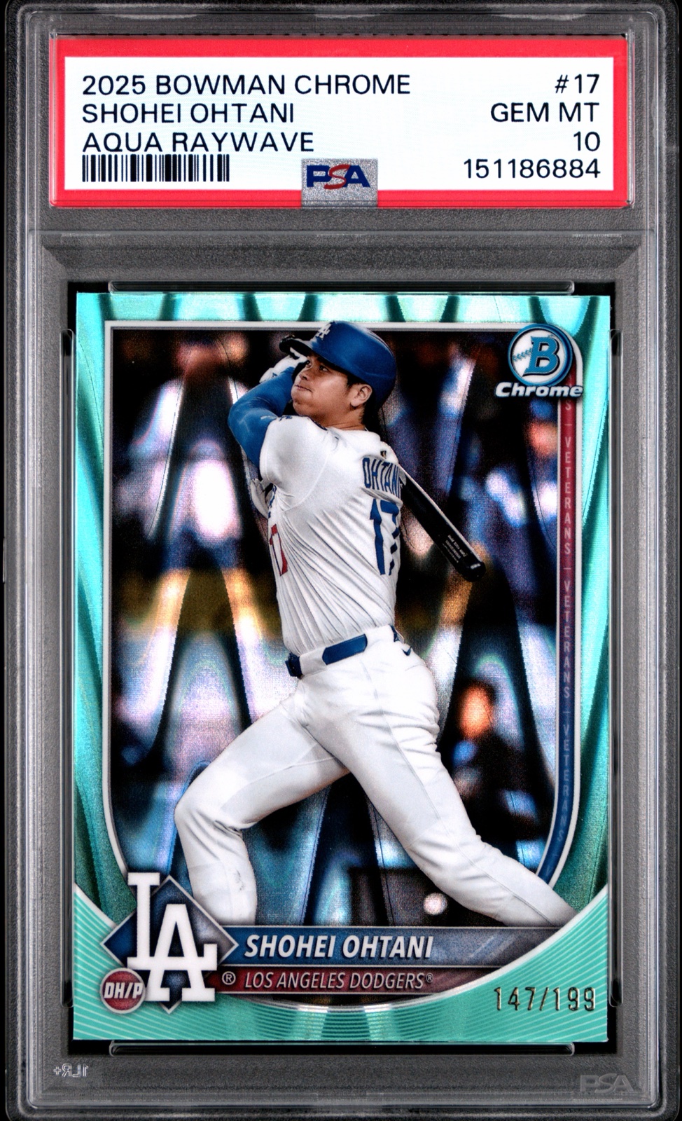 2025 BOWMAN CHROME #17 SHOHEI OHTANI AQUA RAYWAVE /199