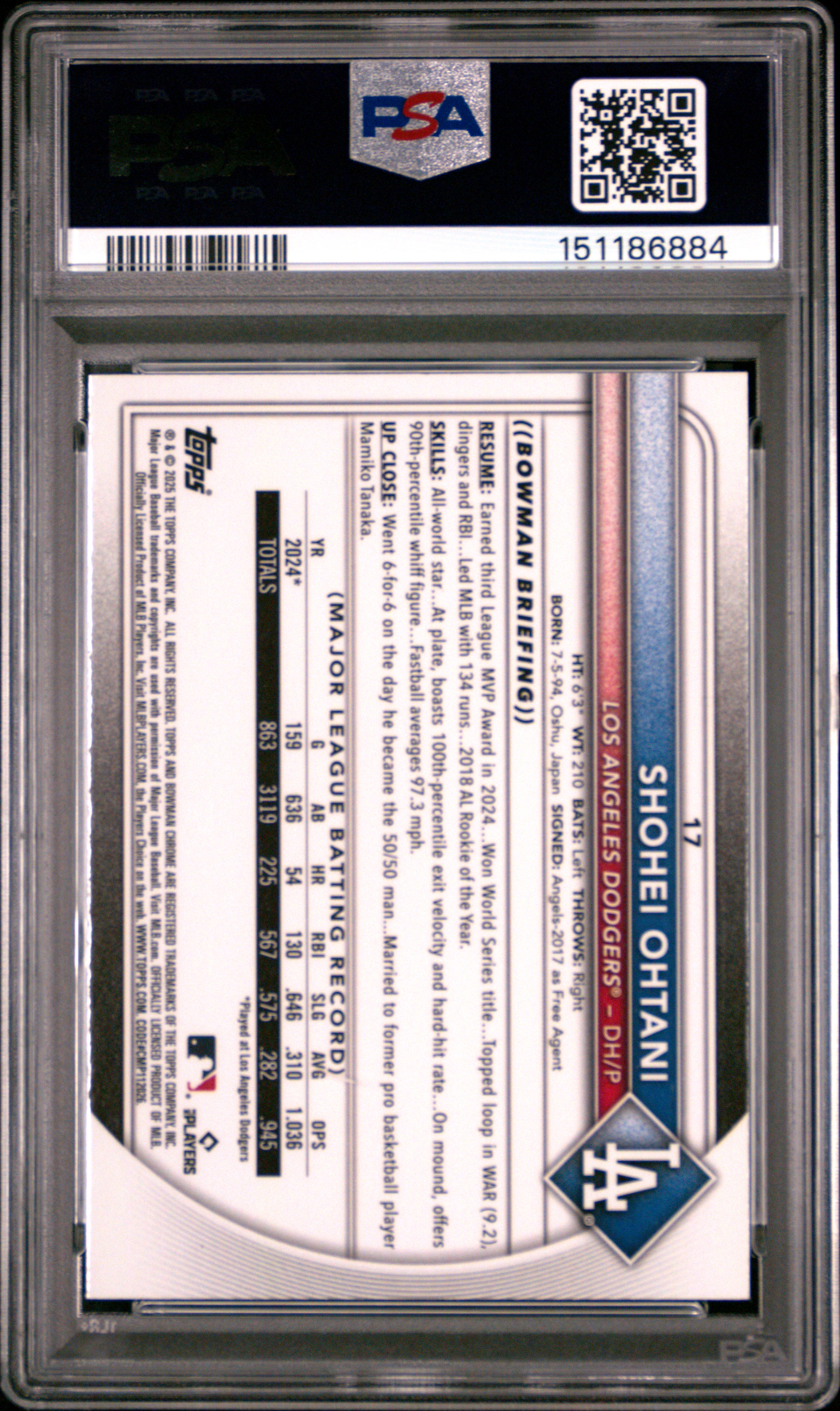 2025 BOWMAN CHROME #17 SHOHEI OHTANI AQUA RAYWAVE /199
