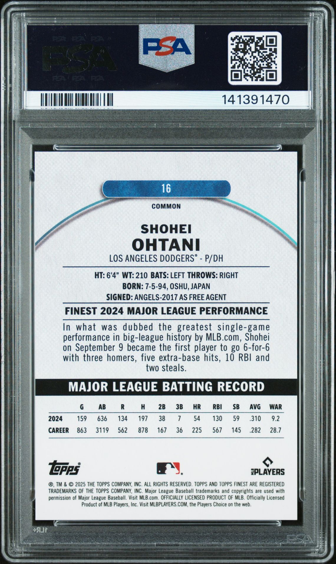 2025 Topps Finest 16 Shohei Ohtani Gold Refractor /50