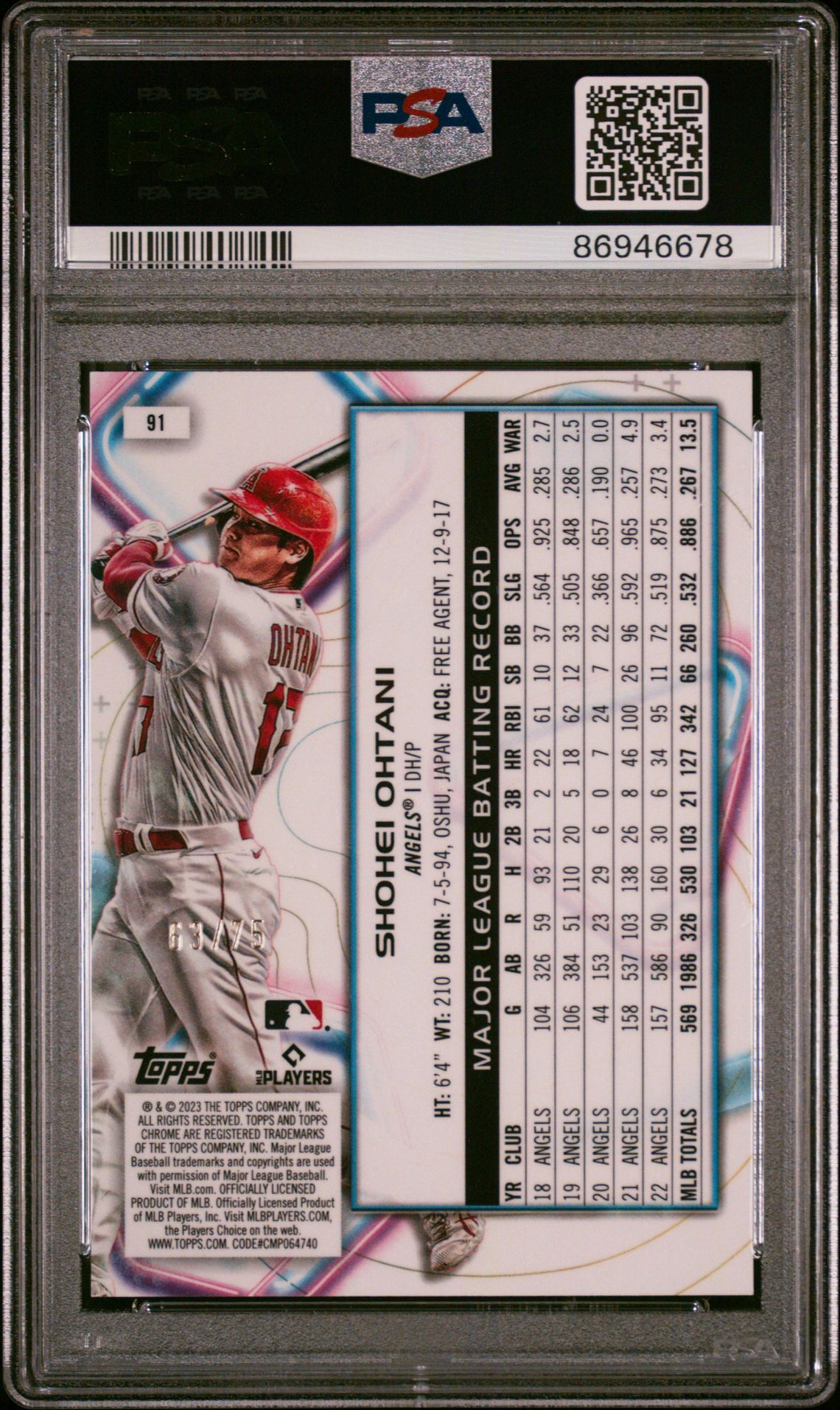 2023 Topps Cosmic Chrome #91 Shohei Ohtani Green Space Dust /75