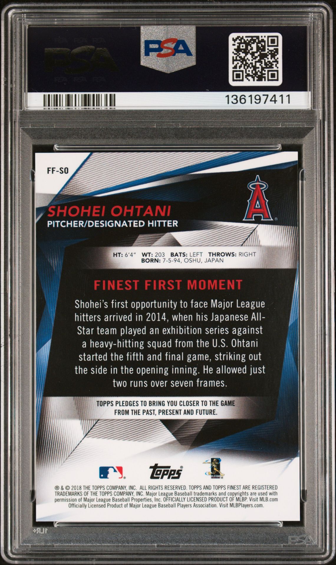 2018 Topps Finest FF-SO Finest Firsts Gold Refractor /50