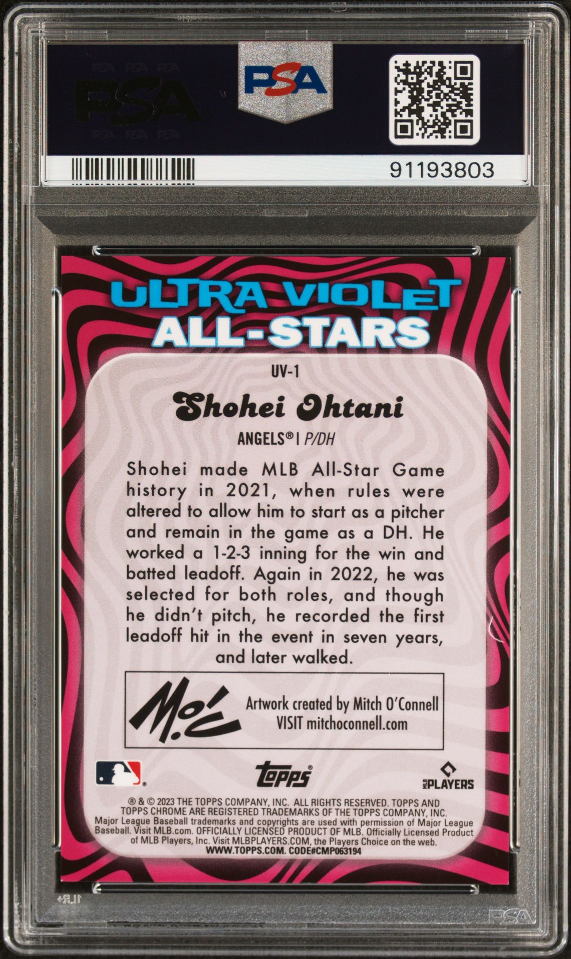 2023 Topps Chrome UV1 Shohei Ohtani Ultraviolet All-Stars-Red /5