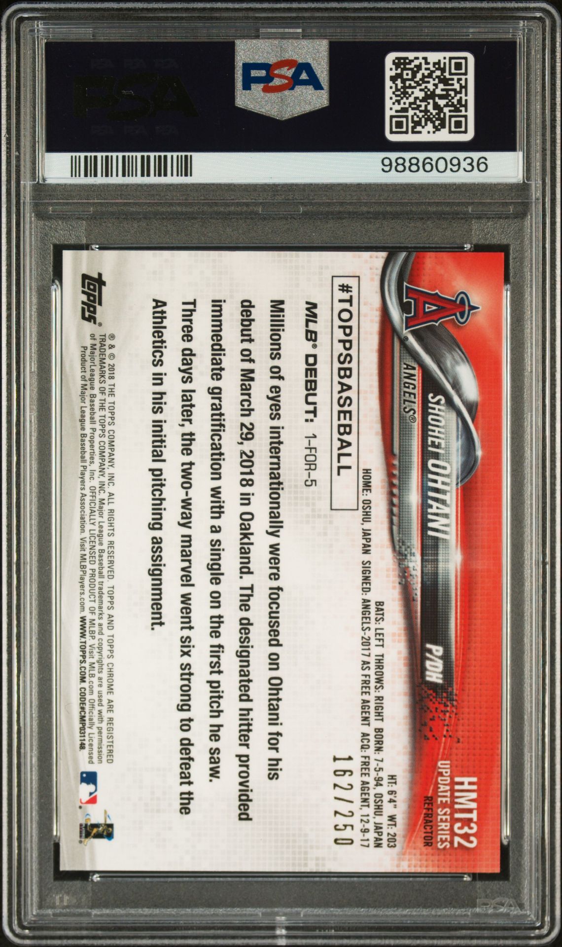 2018 Topps Chrome Update Refractor HMT32 /250