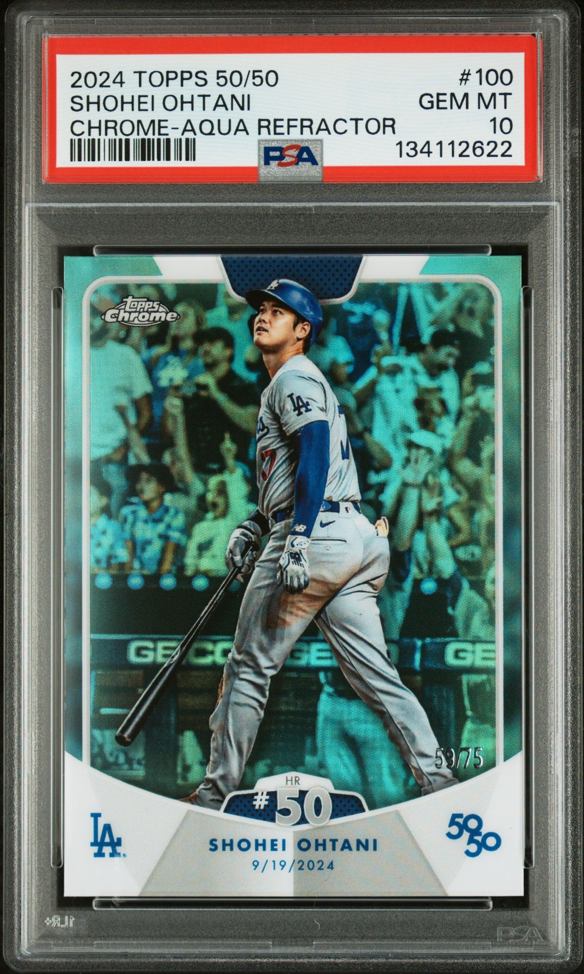 2024 Topps Topps 50/50 100 Chrome-Aqua Refractor /75