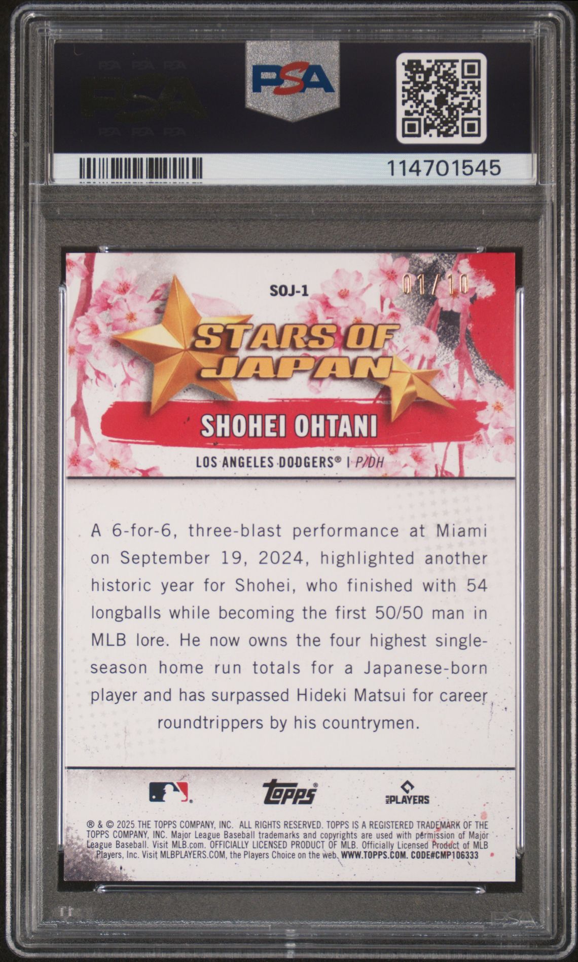 2025 Topps Tokyo Series SOJ1 Stars of Japan - Black 01/10