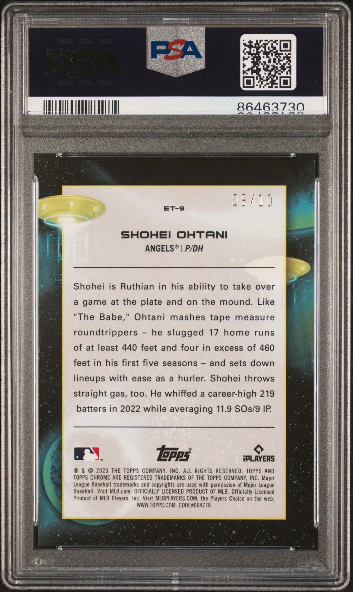 2023 Topps Cosmic Chrome ET9 Shohei Ohtani ET Talent-Black Eclipse /10