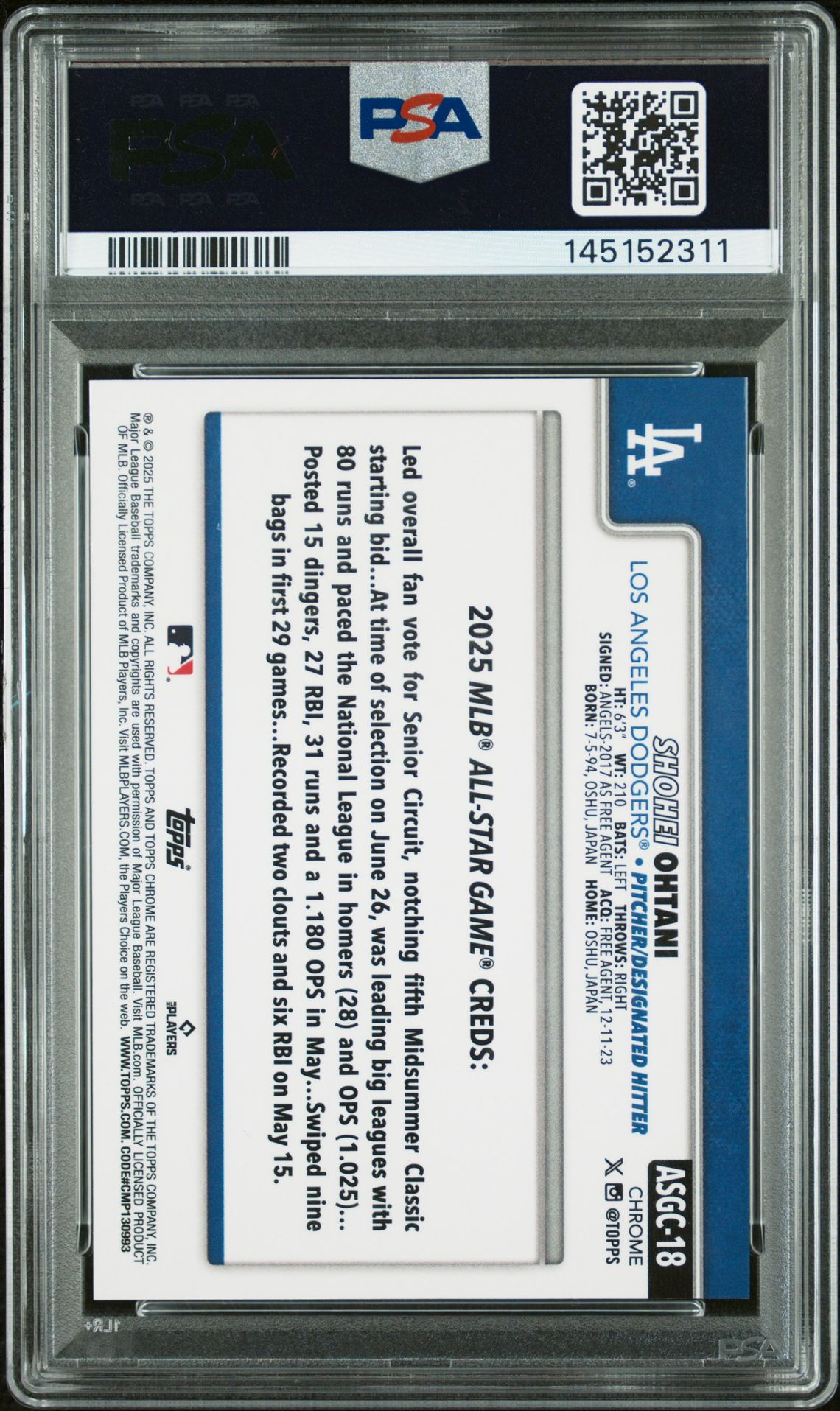 2025 Topps Chrome UPD 18 2025 A/S Game-Var-Green Ref /99