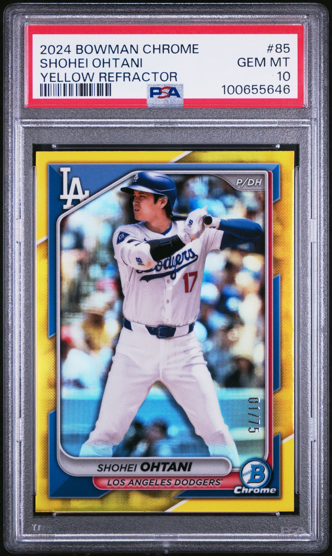 2024 Bowman Chrome 85 Yellow Refractor 01/75