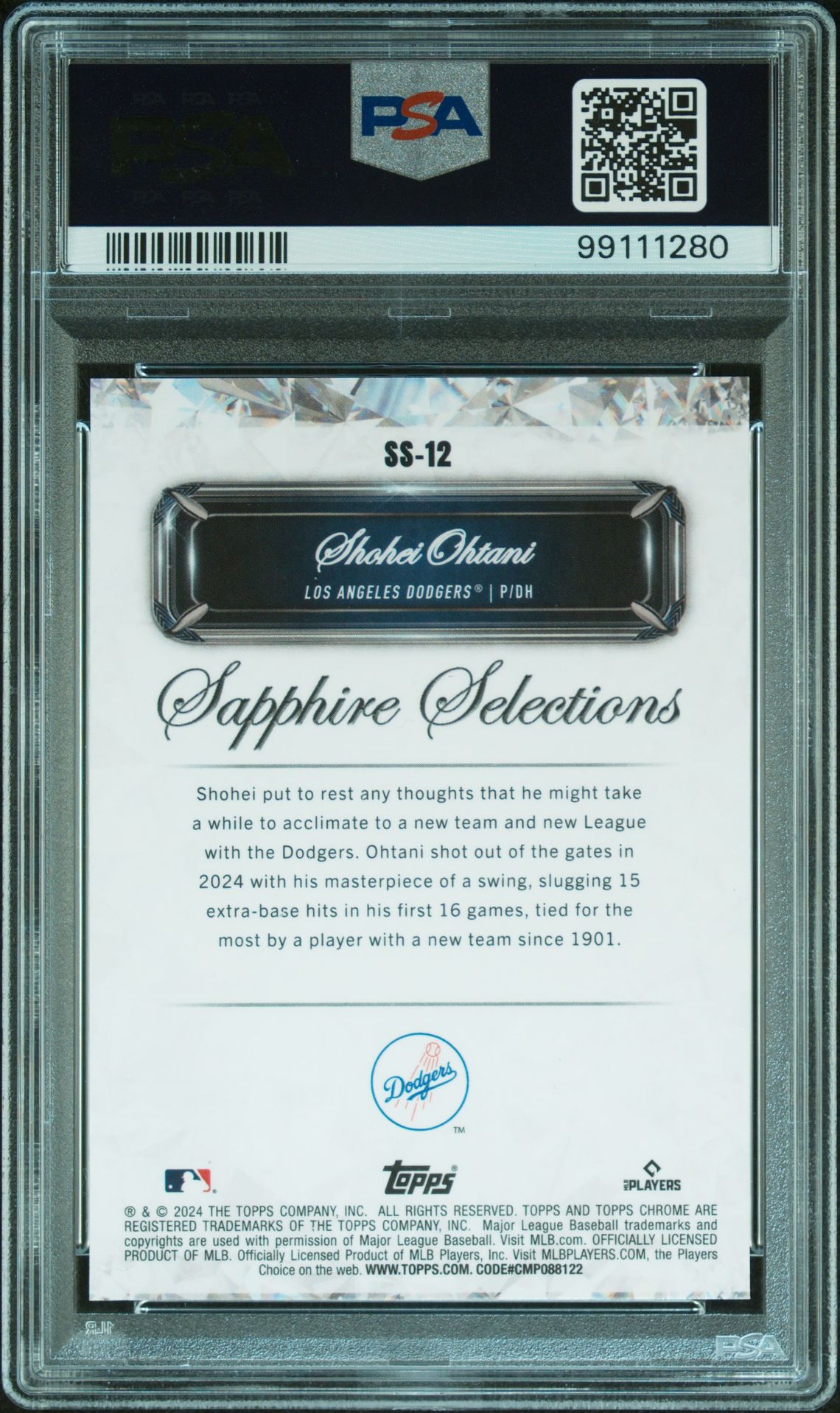 2024 Topps Sapphire SS12 Shohei Ohtani Sapphire Selections