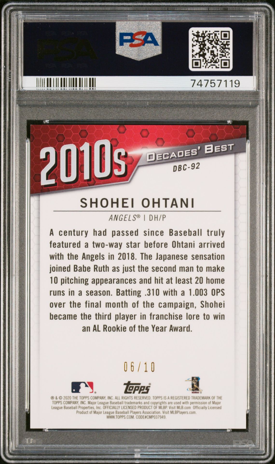 2020 Topps Decades' Best DBC92 Chrome Red Refractor /10