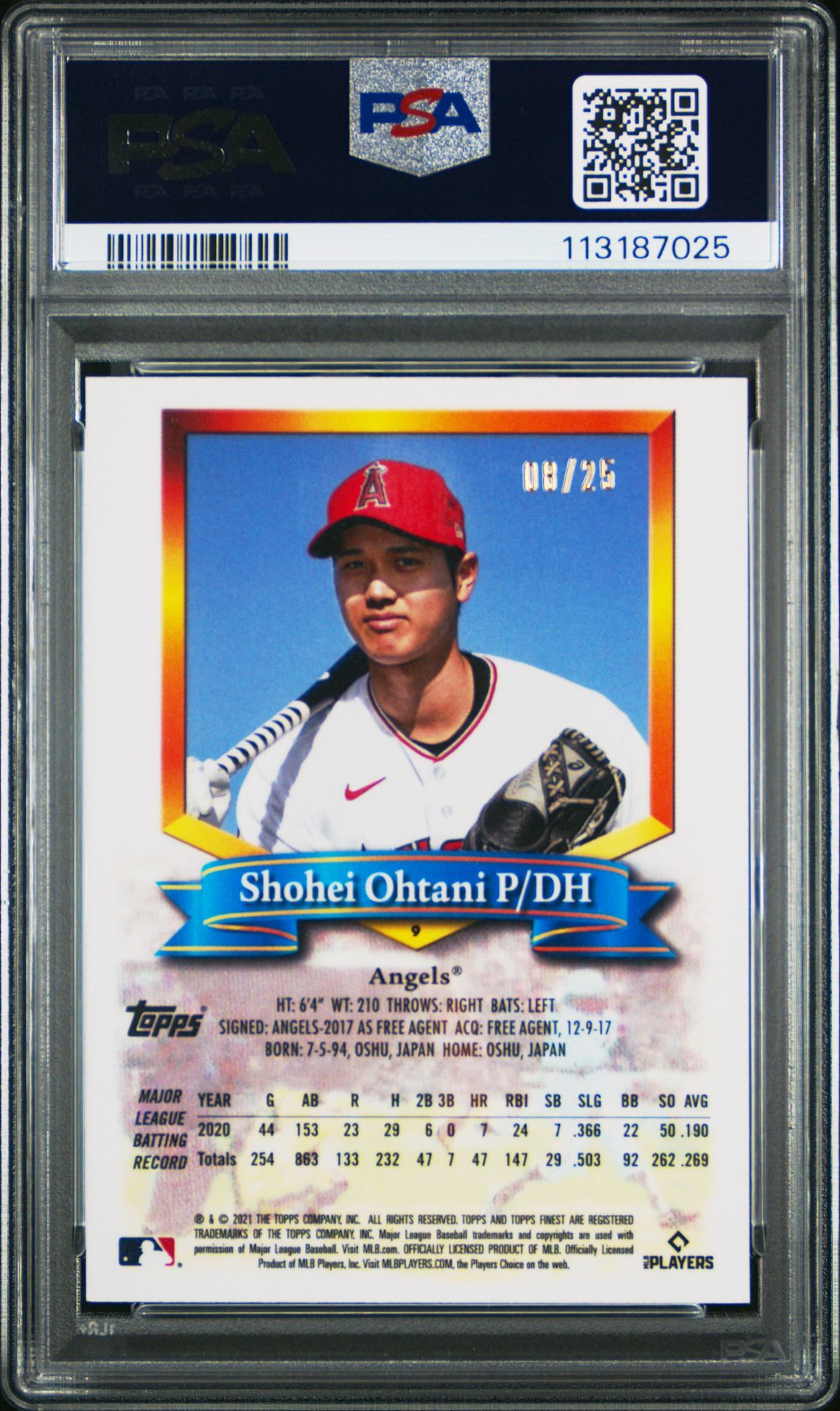 2021 Topps Finest Flashbacks #9 Shohei Ohtani Black Refractor /25