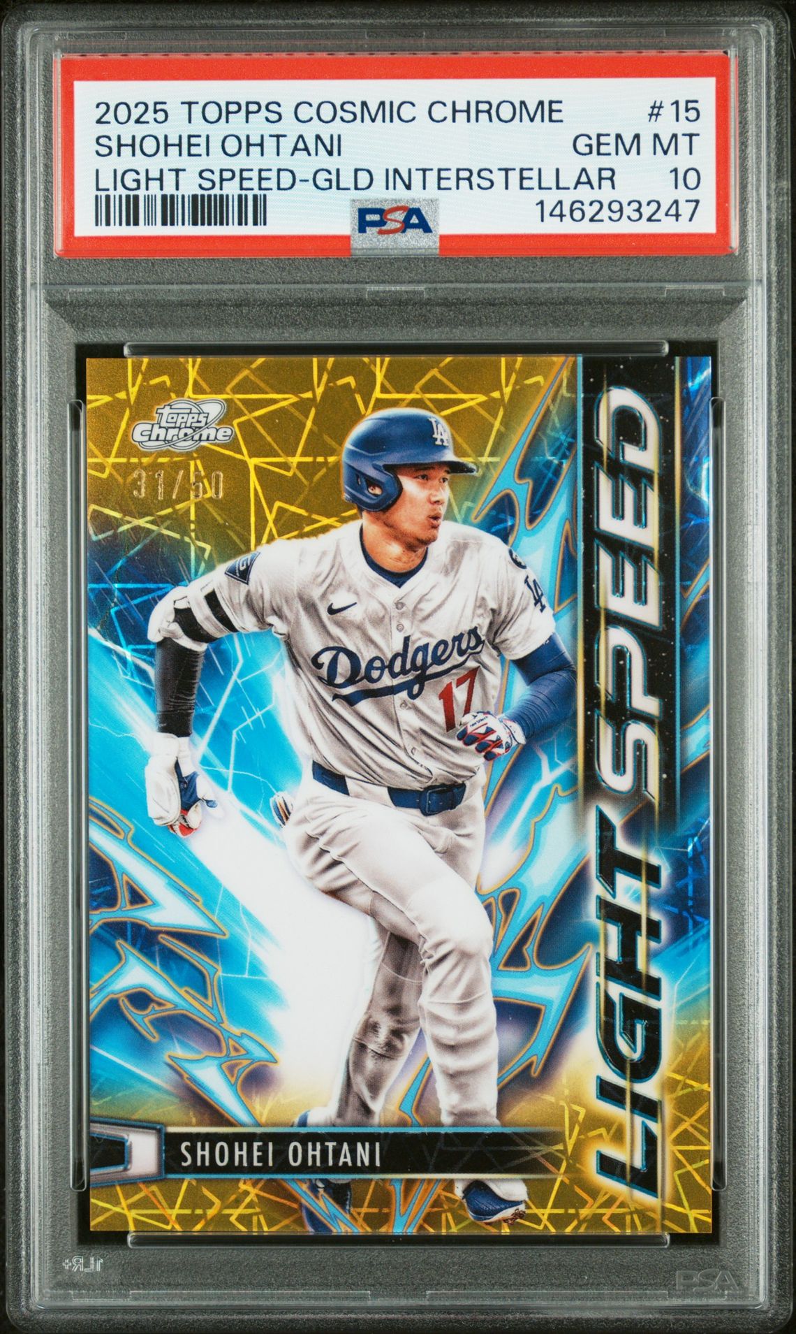 2025 Topps Cosmic Chrome 15 Light Speed Gold Interstellar /50