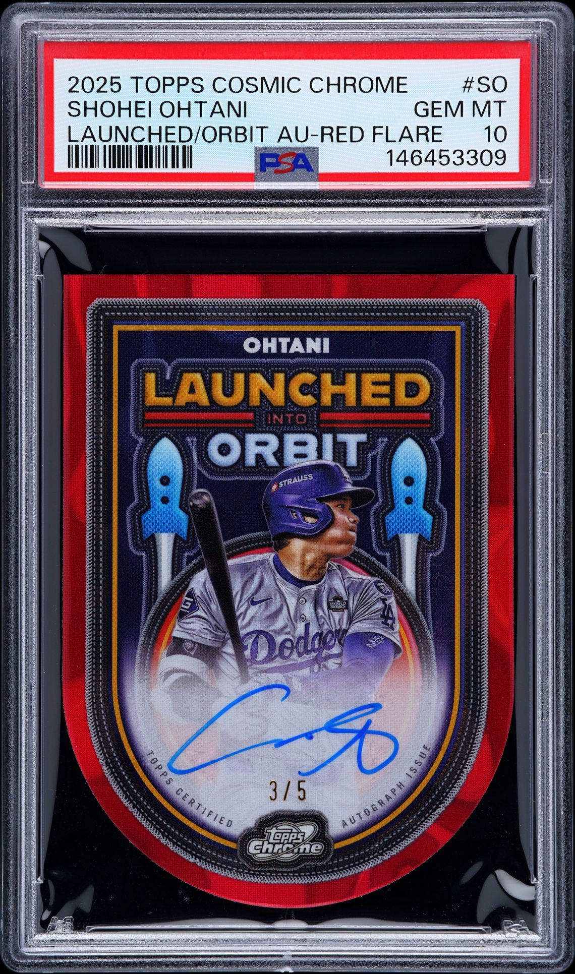 2025 Topps Cosmic Chrome SO Shohei Ohtani Auto Launched/Orbit Au-Red Flare /5