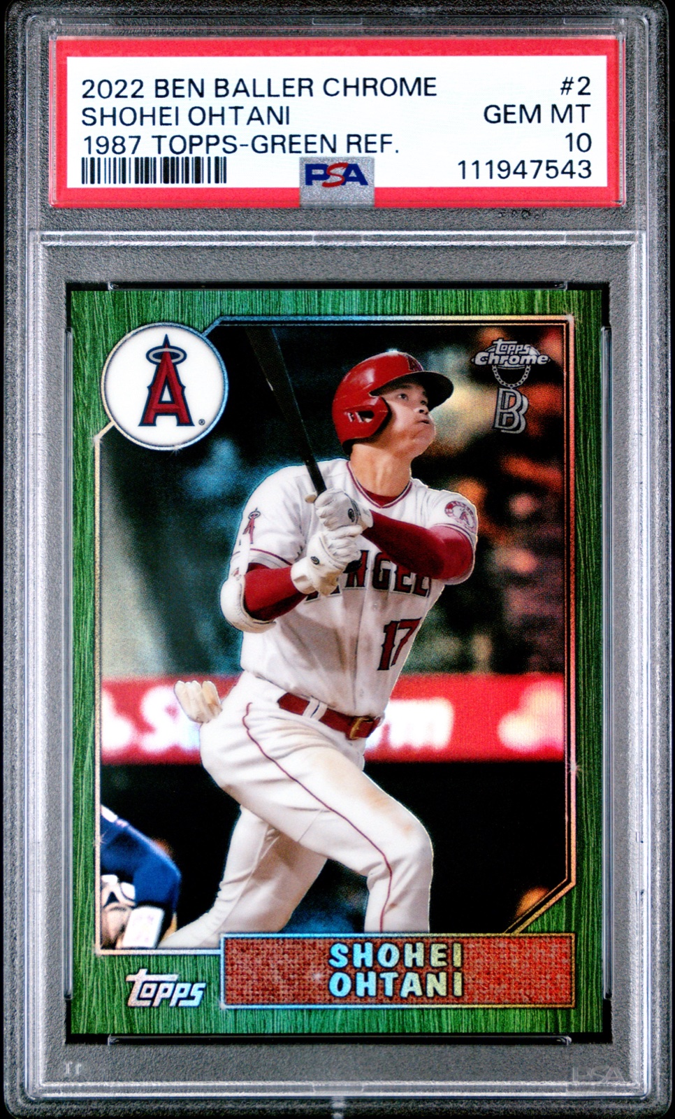 2022 TOPPS CHROME BEN BALLER 1987 TOPPS #2 SHOHEI OHTANI 1987 TOPPS-GREEN REF. /99