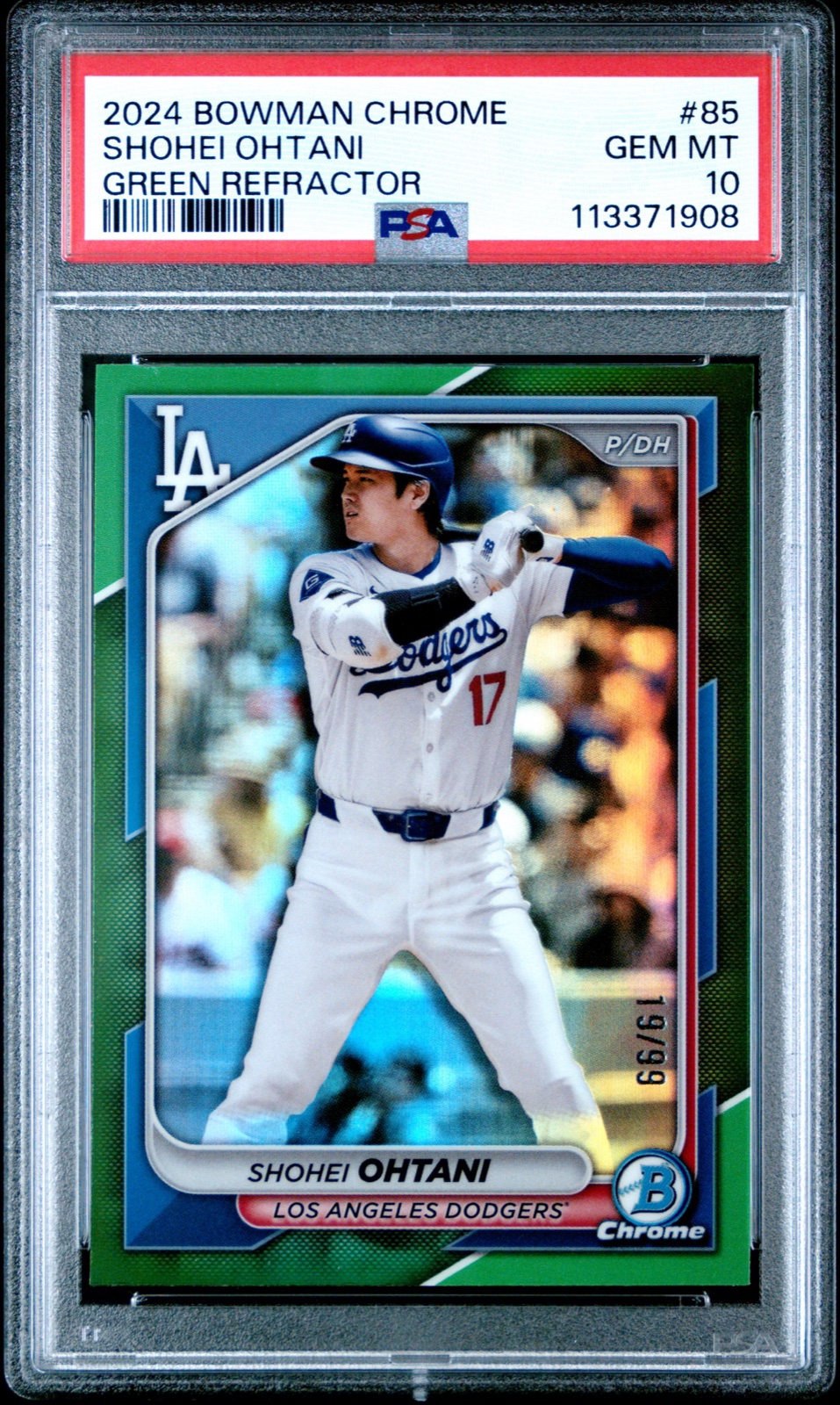 2024 BOWMAN CHROME #85 SHOHEI OHTANI GREEN REFRACTOR /99