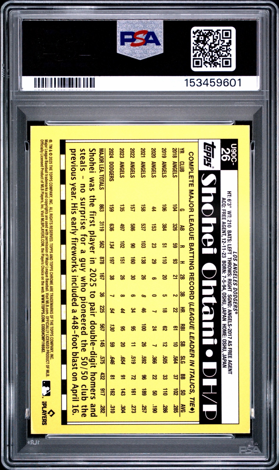 2025 TOPPS UPDATE SILVER PACK 1990 CHROME PROMO #26 SHOHEI OHTANI UPDATE-BLUE /150