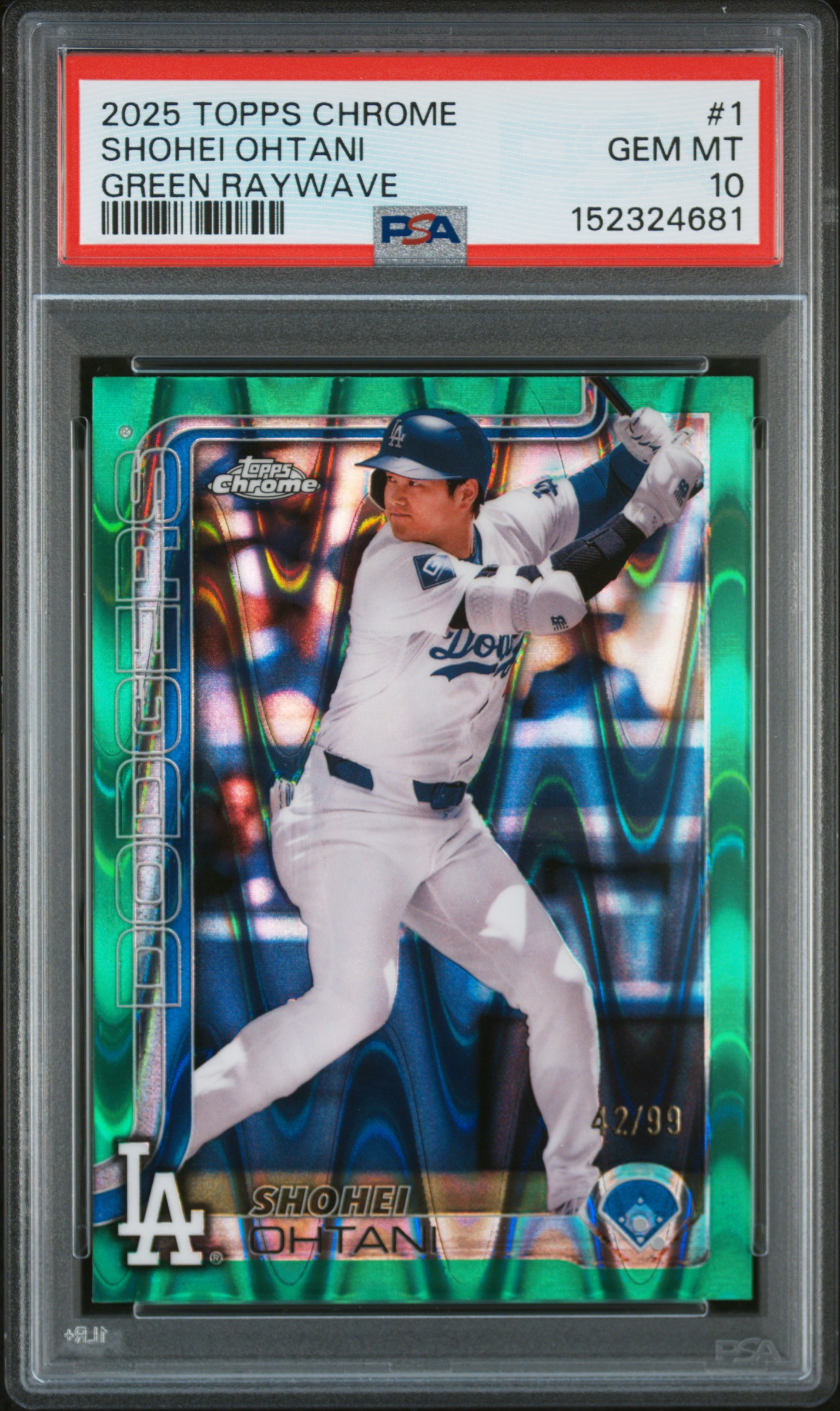 2025 TOPPS CHROME #1 SHOHEI OHTANI GREEN RAYWAVE /99