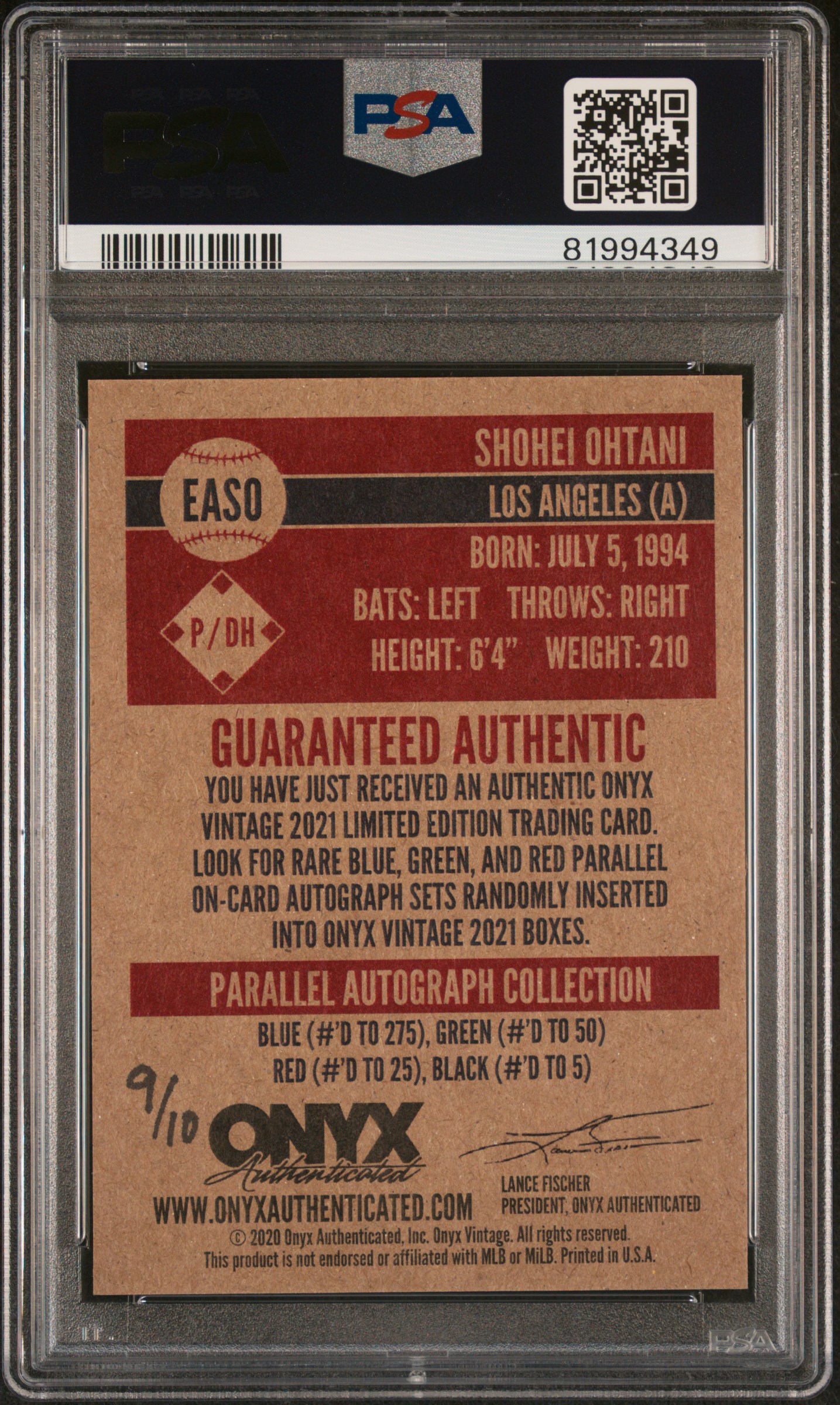 2021 ONYX VINTAGE EXTENDED BASEBALL CARDS #EASO AUTO-INSCRIPTION-BLUE INK /10
