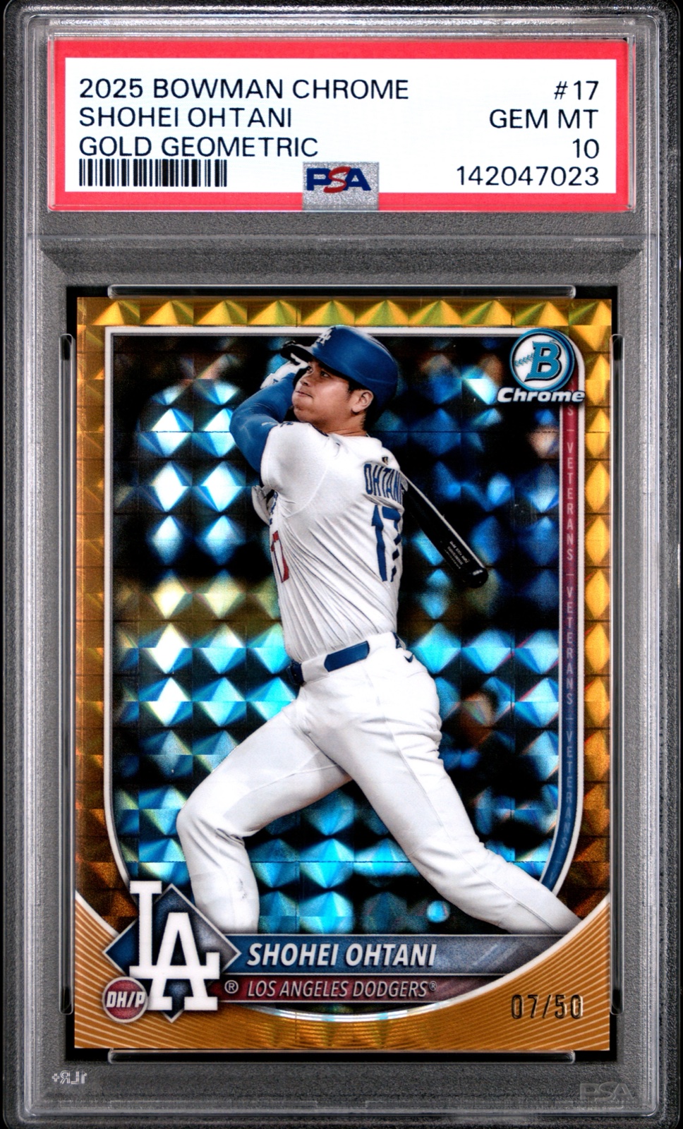 2025 BOWMAN CHROME #17 SHOHEI OHTANI GOLD GEOMETRIC /50