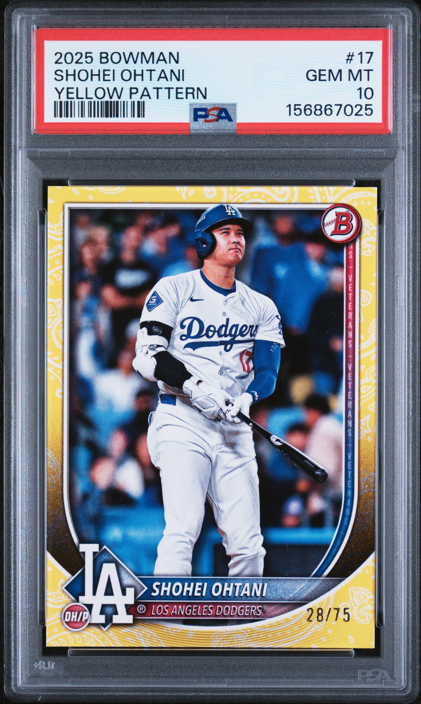 2025 BOWMAN #17 SHOHEI OHTANI YELLOW PATTERN /75