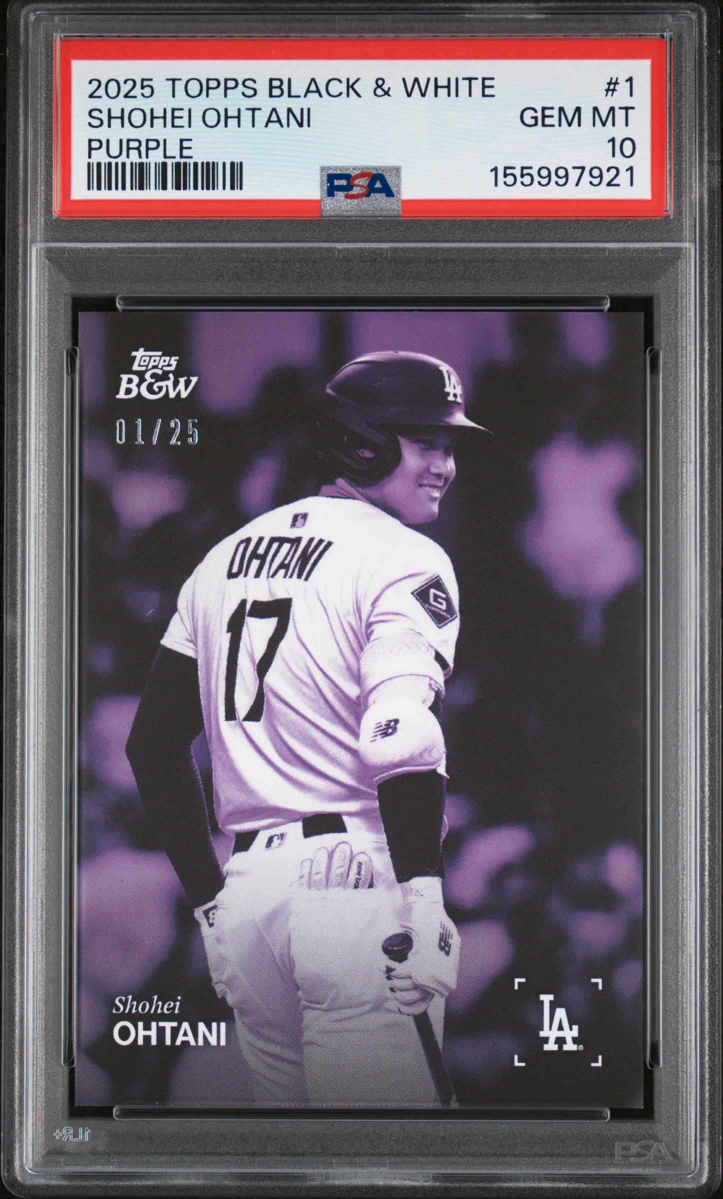 2025 TOPPS BLACK AND WHITE #1 SHOHEI OHTANI PURPLE 01/25
