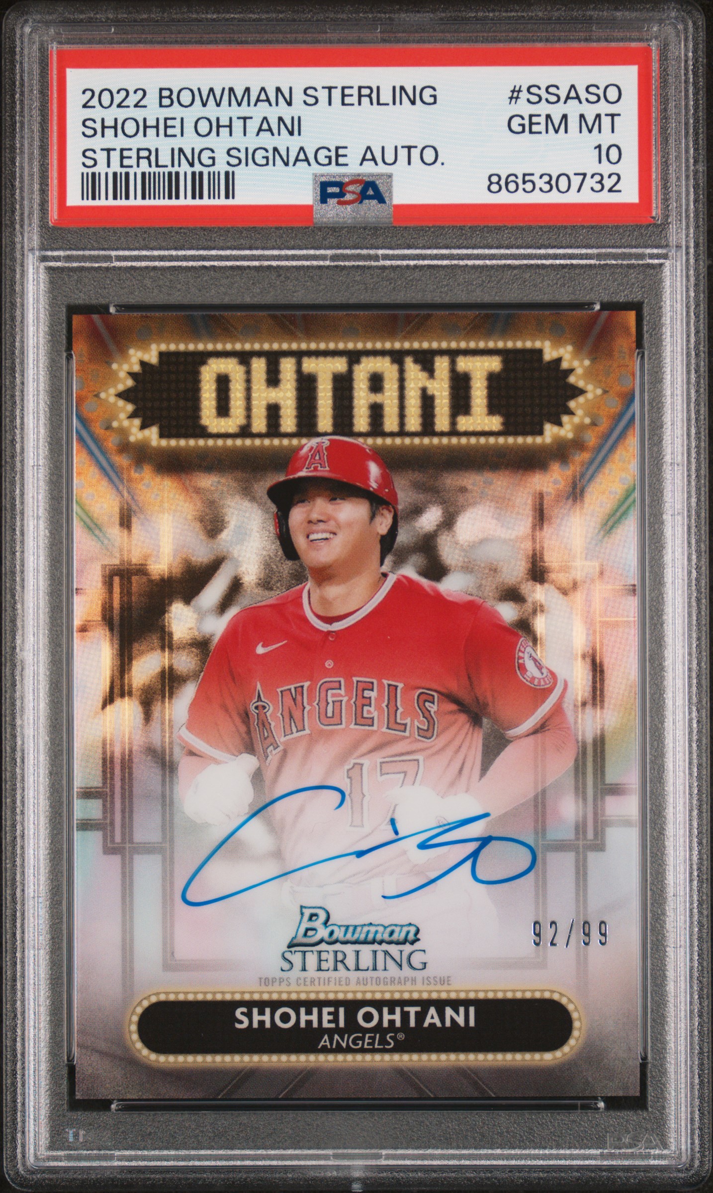 2022 BOWMAN STERLING STERLING SIGNAGE AUTOGRAPHS #SSASO SHOHEI OHTANI STERLING SIGNAGE AUTO. /99