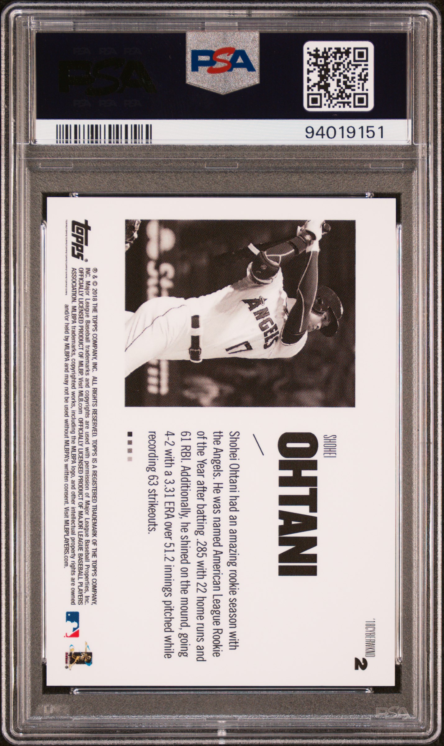 2018 TOPPS CYBER WEEKEND PROMO #2 SHOHEI OHTANI