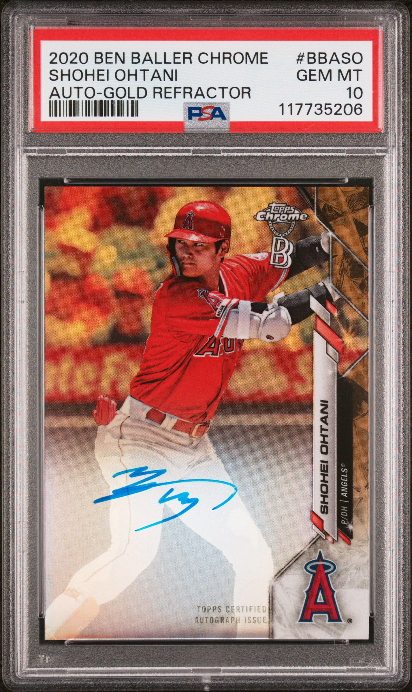 2020 BEN BALLER CHROME AUTOGRAPHS #BBASO SHOHEI OHTANI AUTO-GOLD REFRACTOR /50