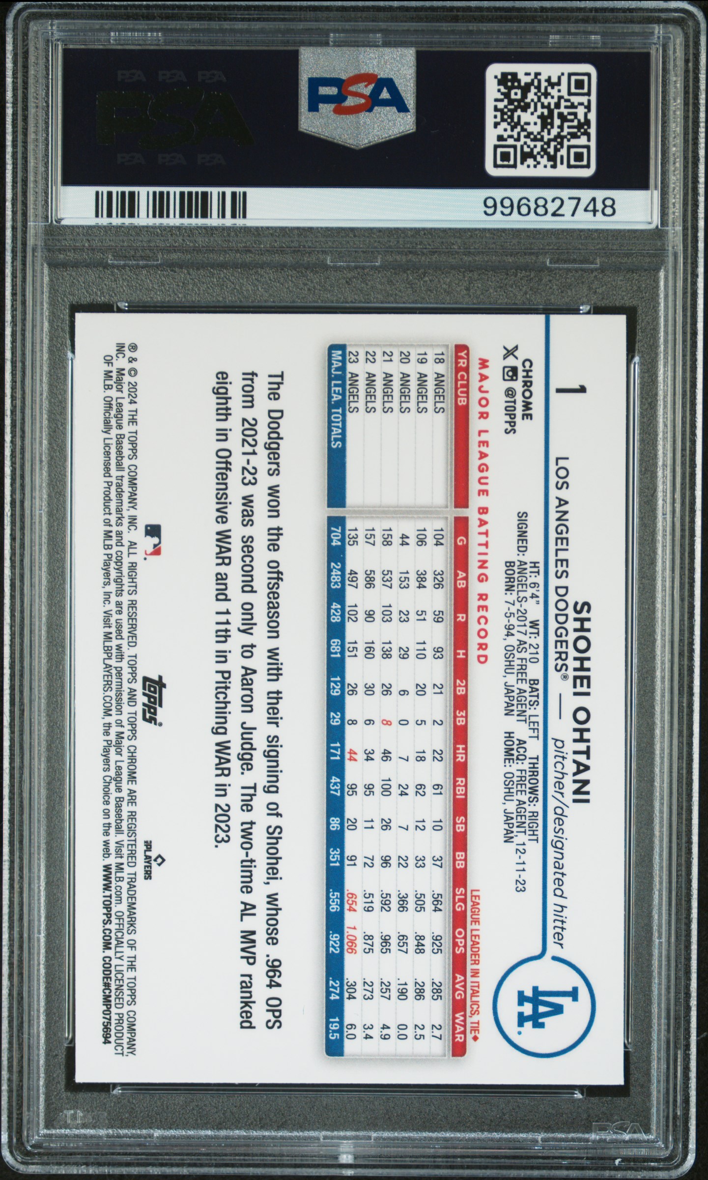 2024 TOPPS CHROME BASEBALL CARDS #1 BLUE REFRACTOR /150