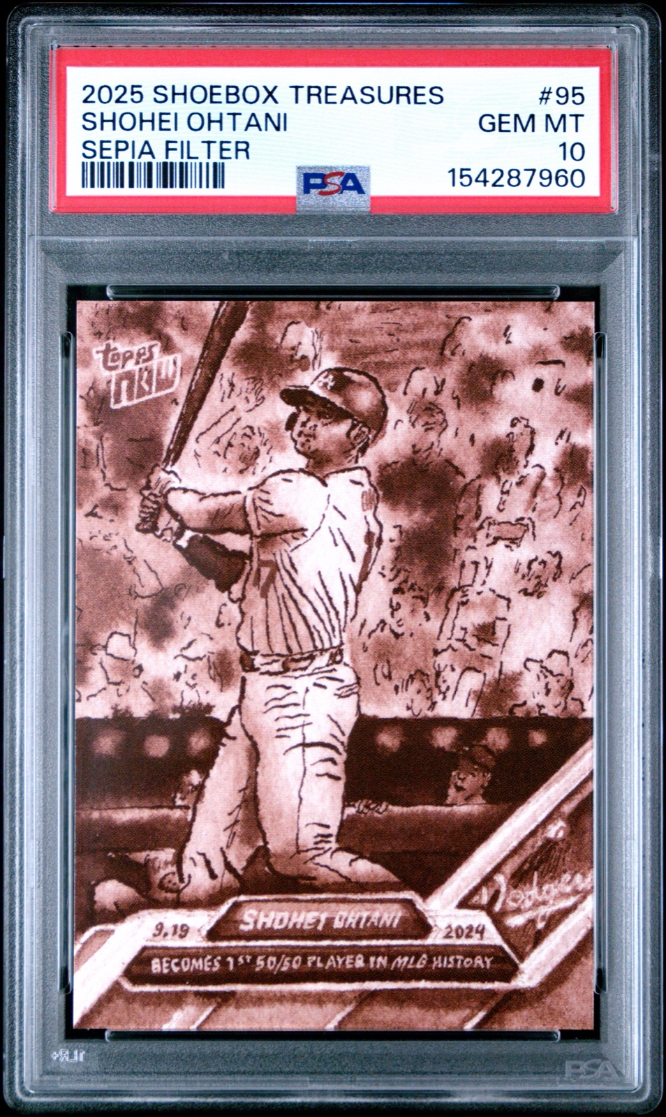 2025 TOPPS SHOEBOX TREASURES #95 SHOHEI OHTANI SEPIA FILTER /50