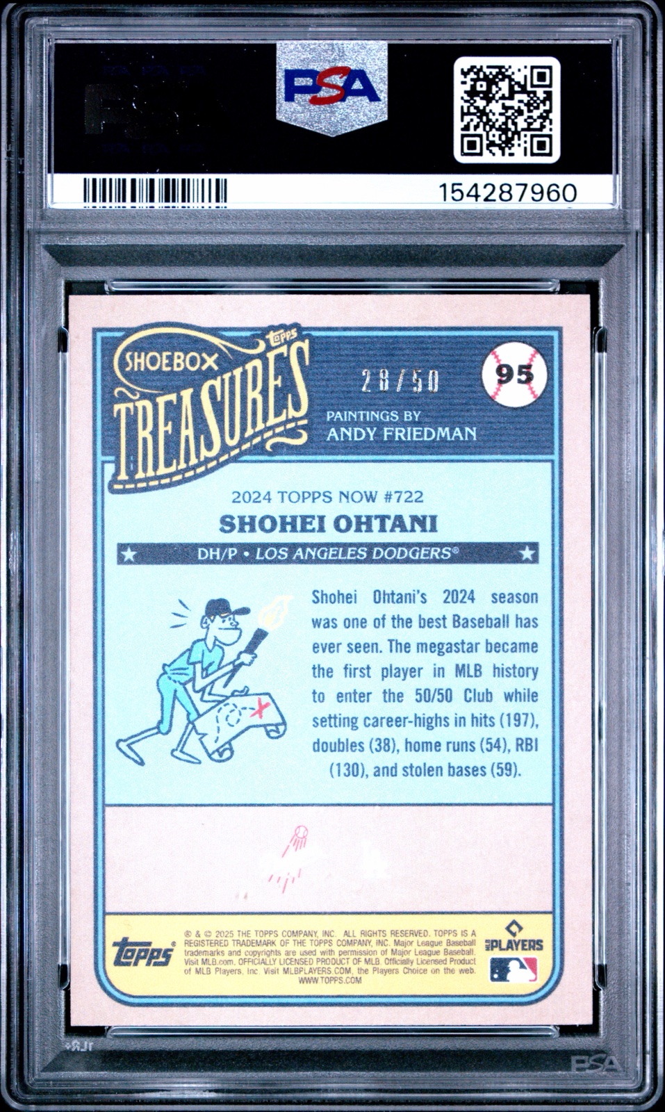 2025 TOPPS SHOEBOX TREASURES #95 SHOHEI OHTANI SEPIA FILTER /50