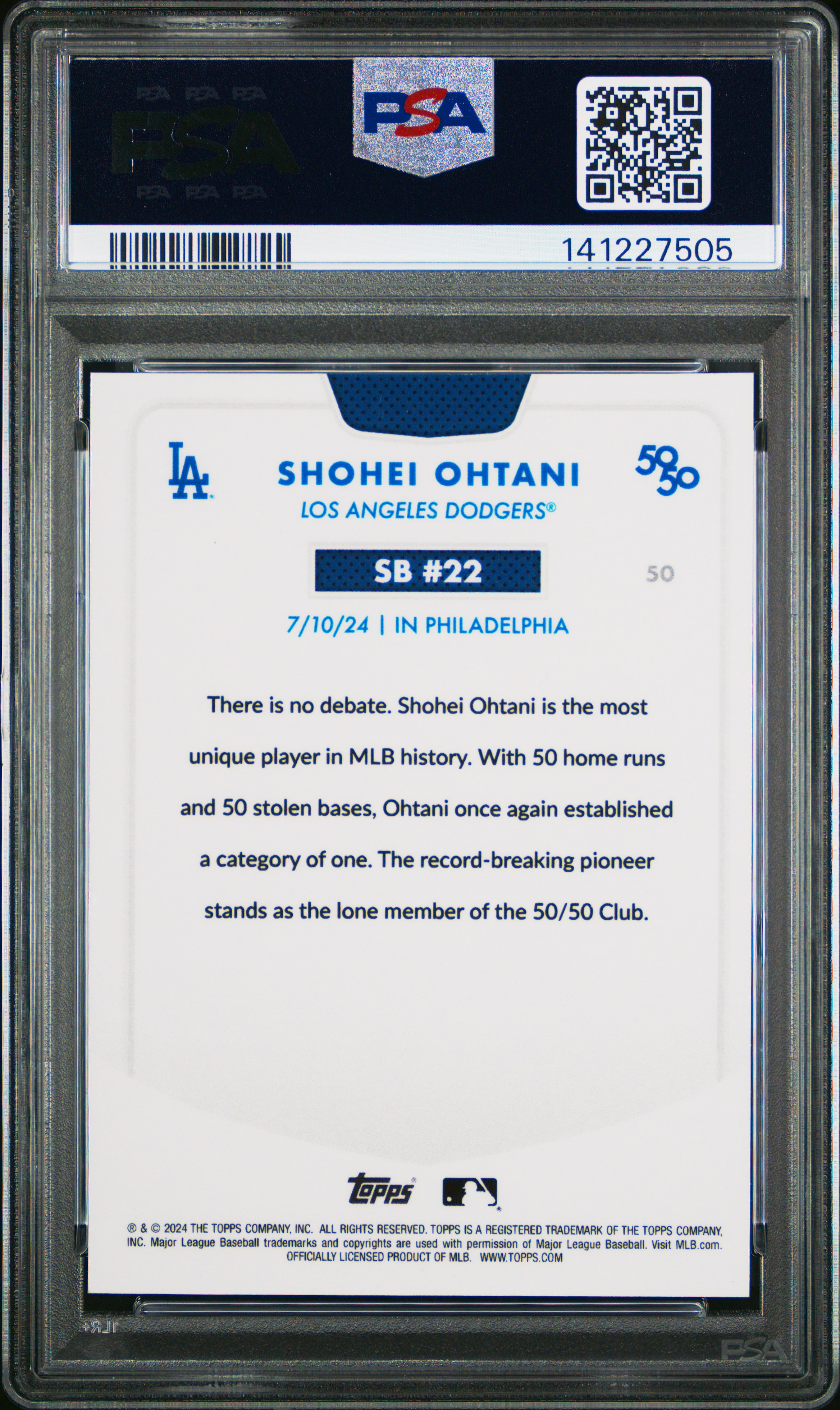 2024 TOPPS 50/50 SHOHEI OHTANI #50 SHOHEI OHTANI CHROME-"LA" LOGOFRACTOR /50