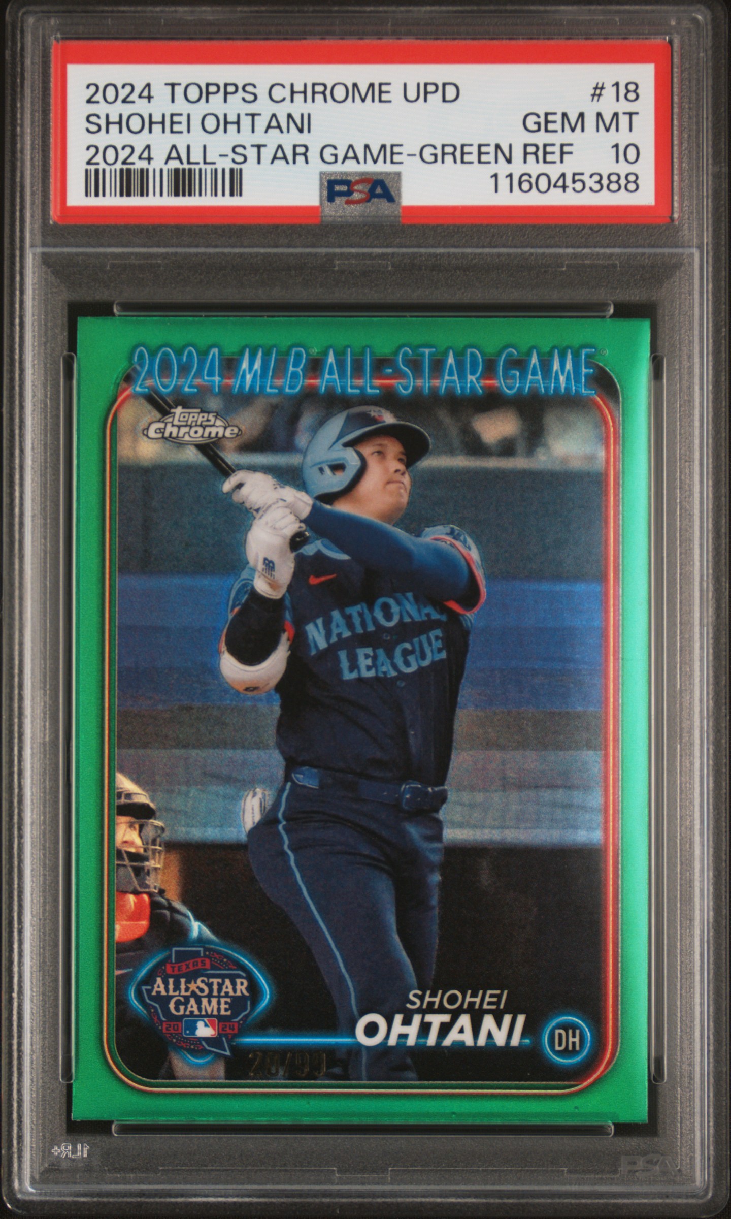 2024 TOPPS CHROME UPDATE 2024 ALL-STAR GAME CHROME #18 SHOHEI OHTANI 2024 ALL-STAR GAME-GREEN REF /99