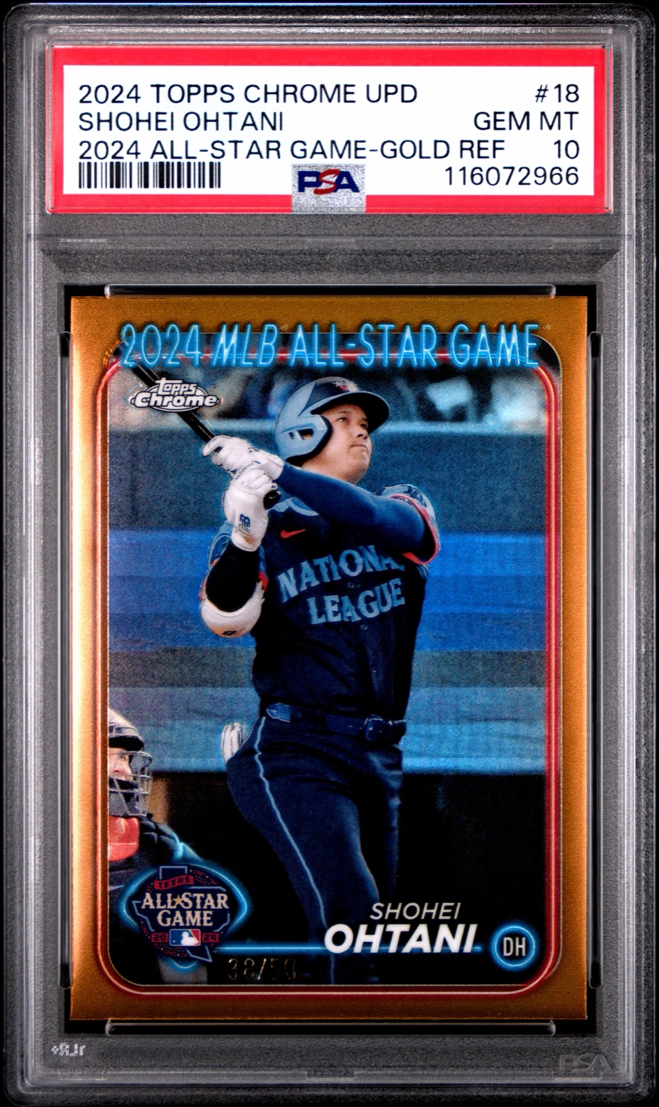 2024 TOPPS CHROME UPDATE 2024 ALL-STAR GAME CHROME #18 SHOHEI OHTANI 2024 ALL-STAR GAME-GOLD REF /50