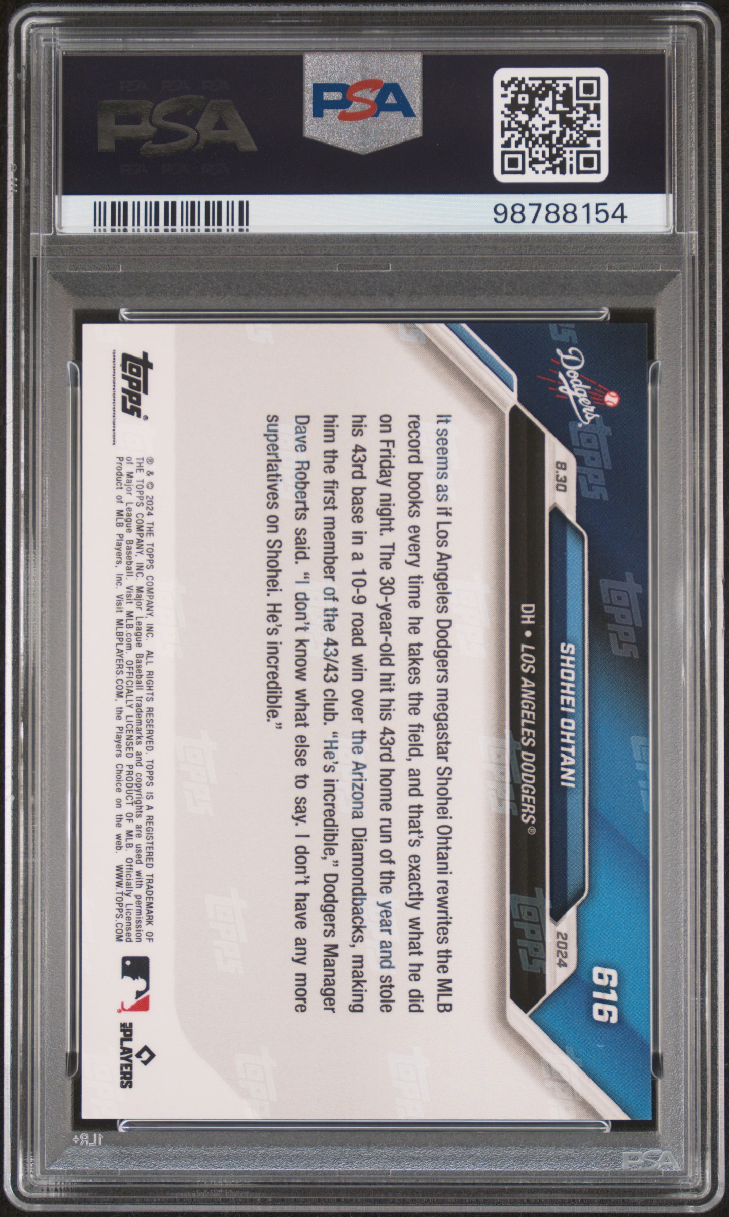 2024 TOPPS NOW #616 SHOHEI OHTANI PURPLE /25