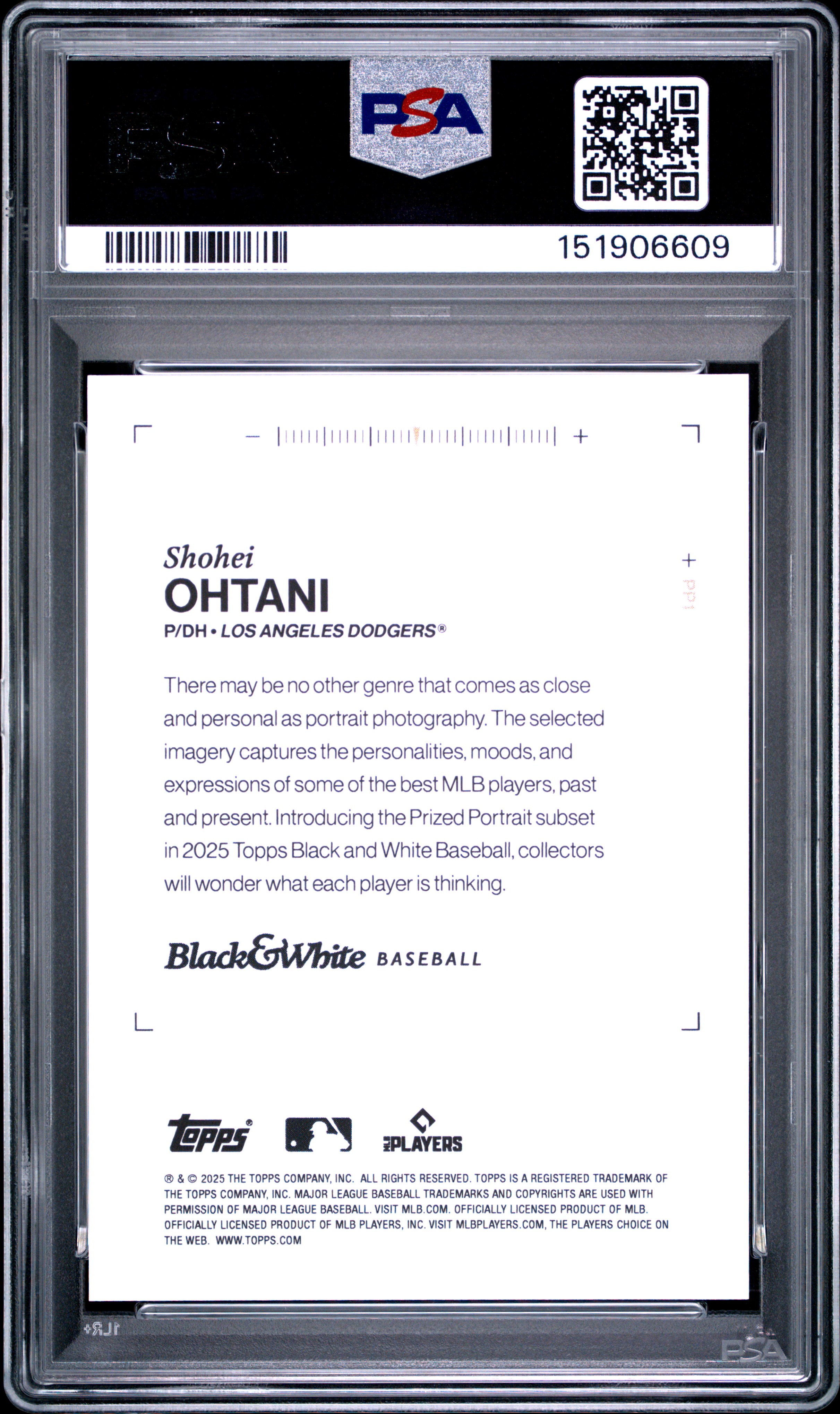 2025 TOPPS BLACK AND WHITE PRIZED PORTRAITS #PP1 SHOHEI OHTANI
